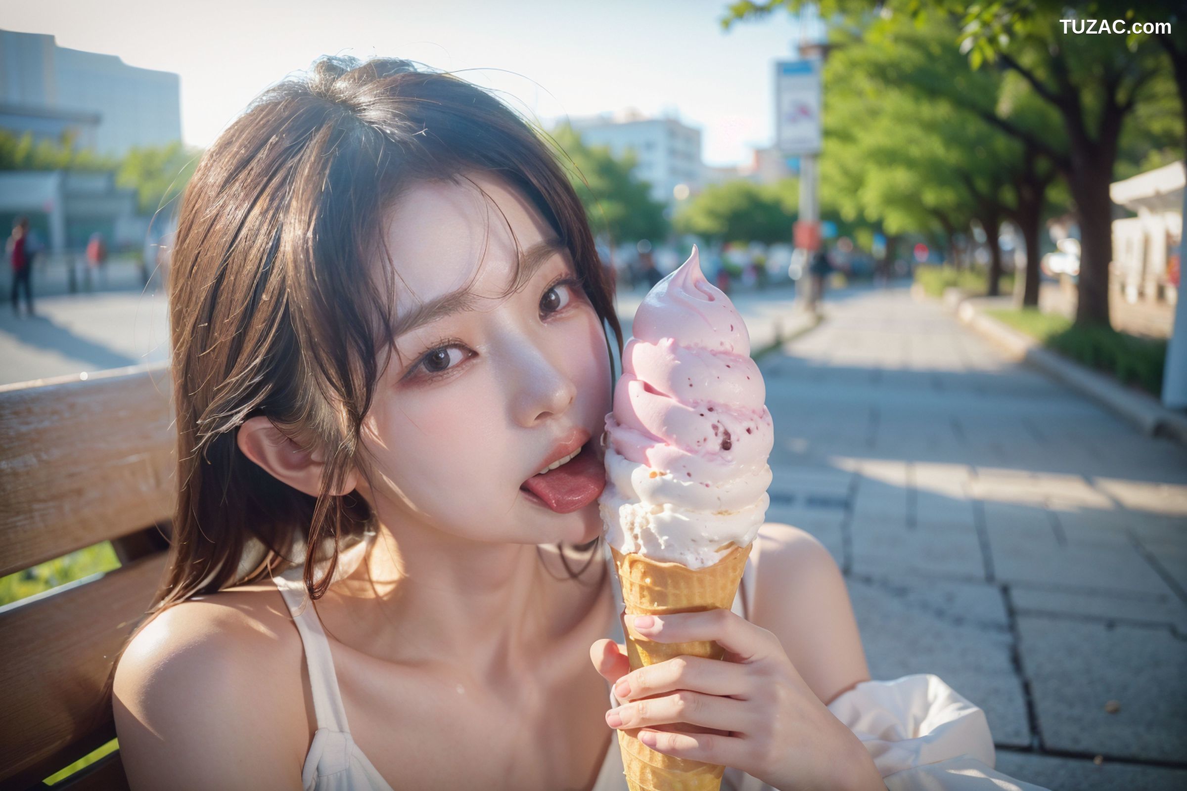 AI美女-拟实-泳池边的比基尼美女