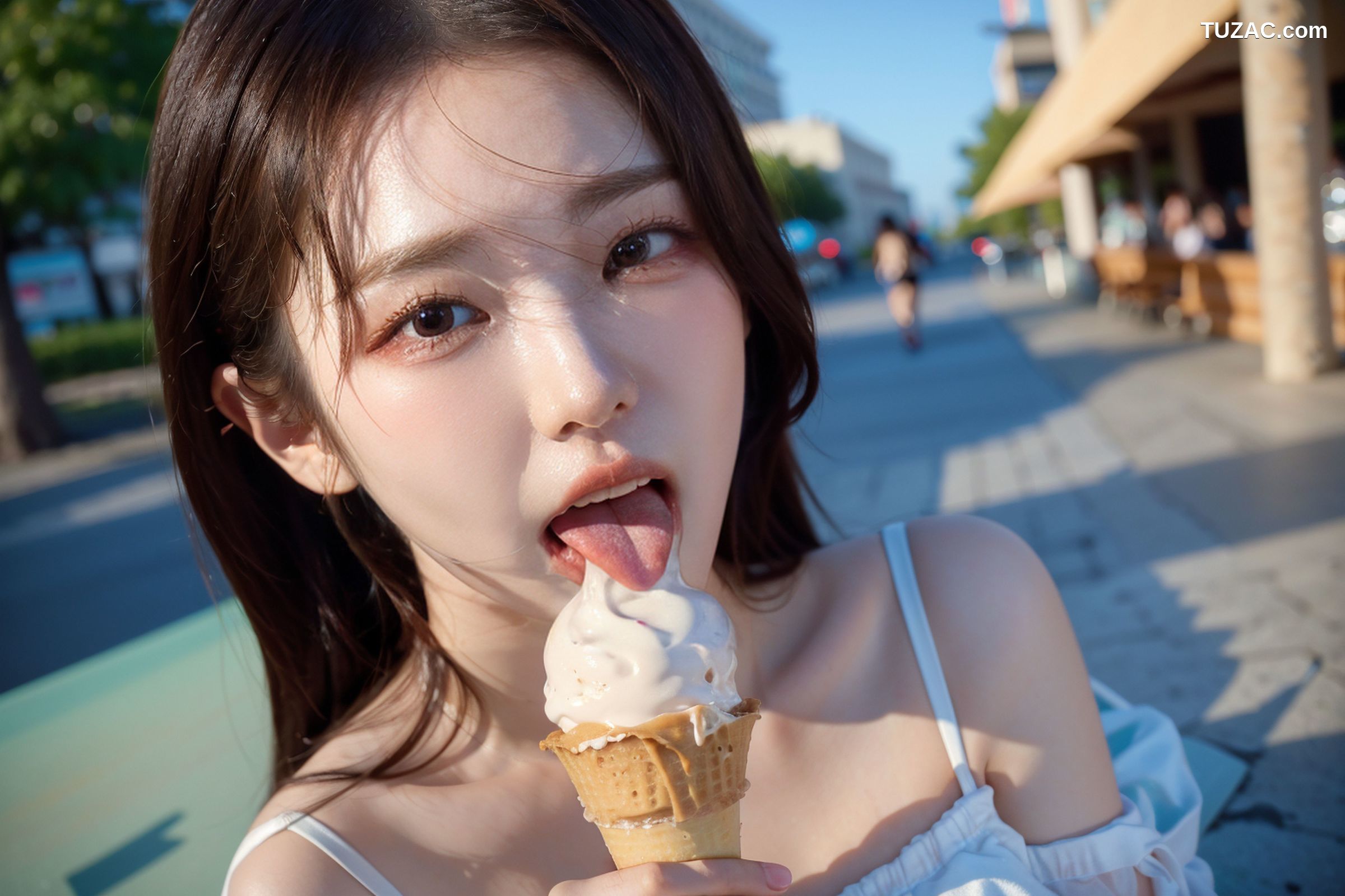 AI美女-拟实-泳池边的比基尼美女