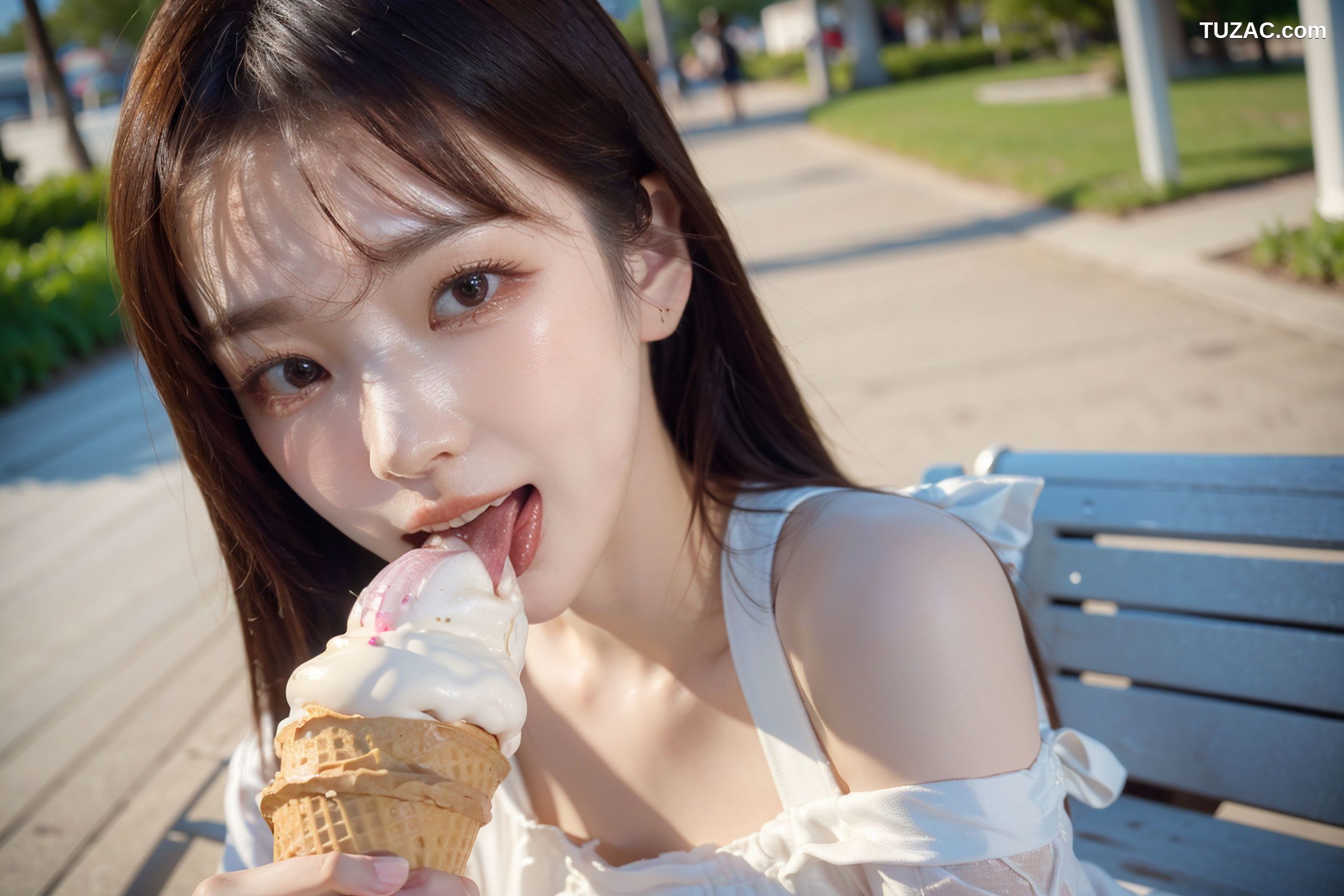 AI美女-拟实-泳池边的比基尼美女