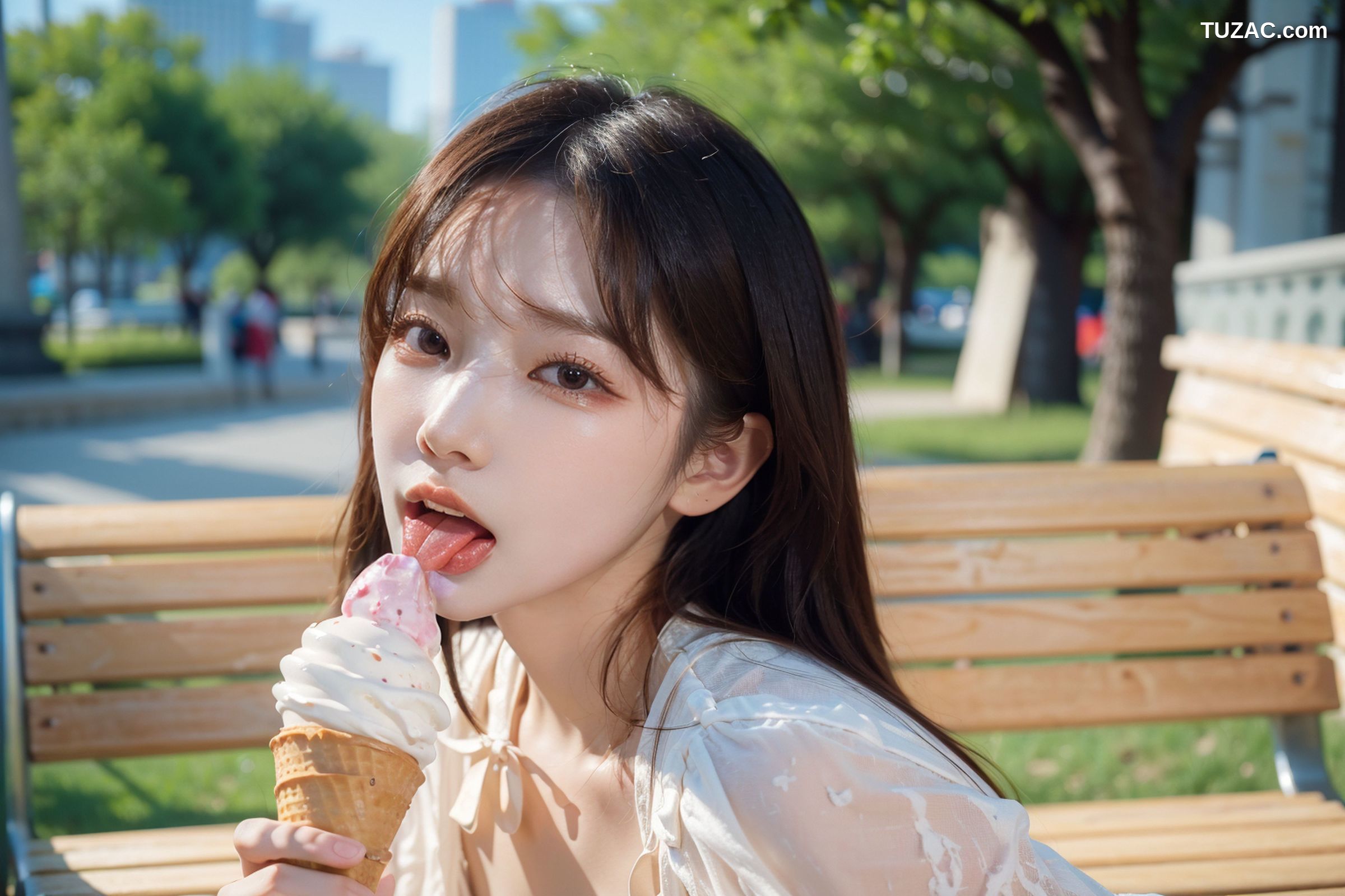 AI美女-拟实-泳池边的比基尼美女