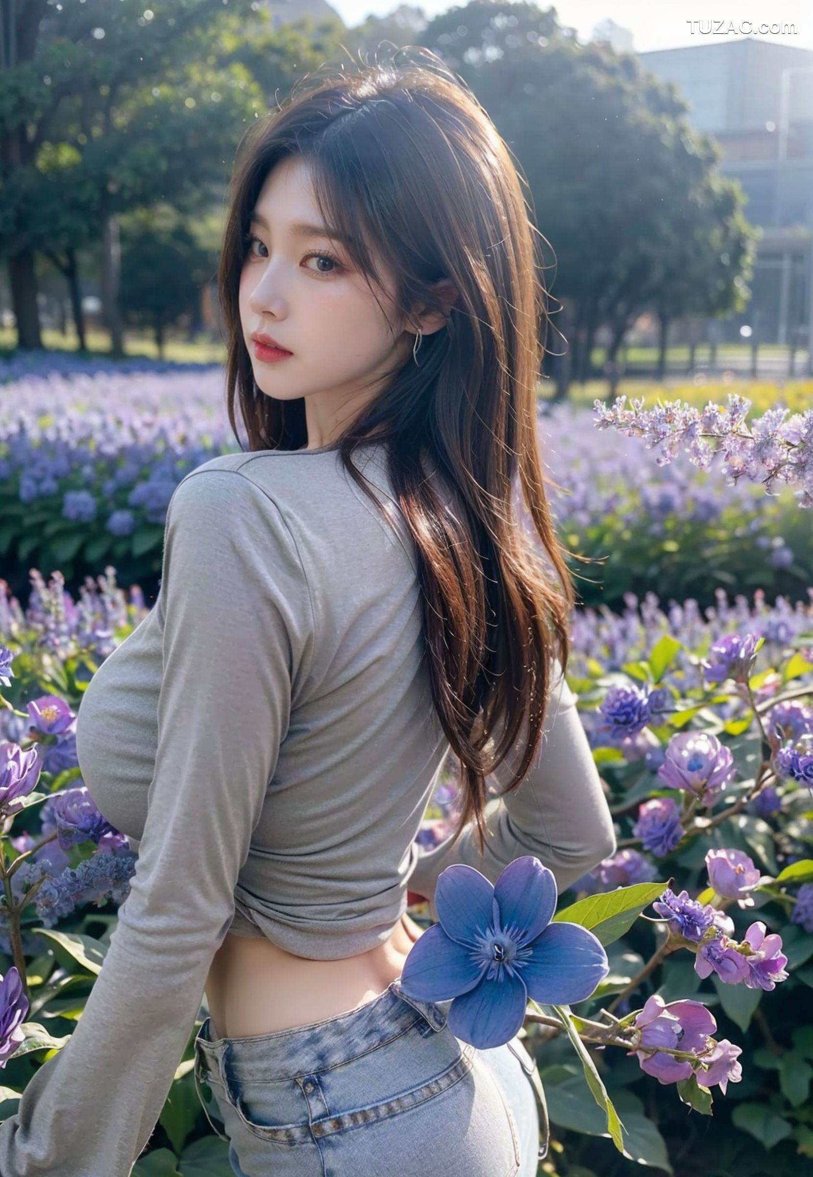 AI美女-拟实-深色T恤牛仔裤-纯净版