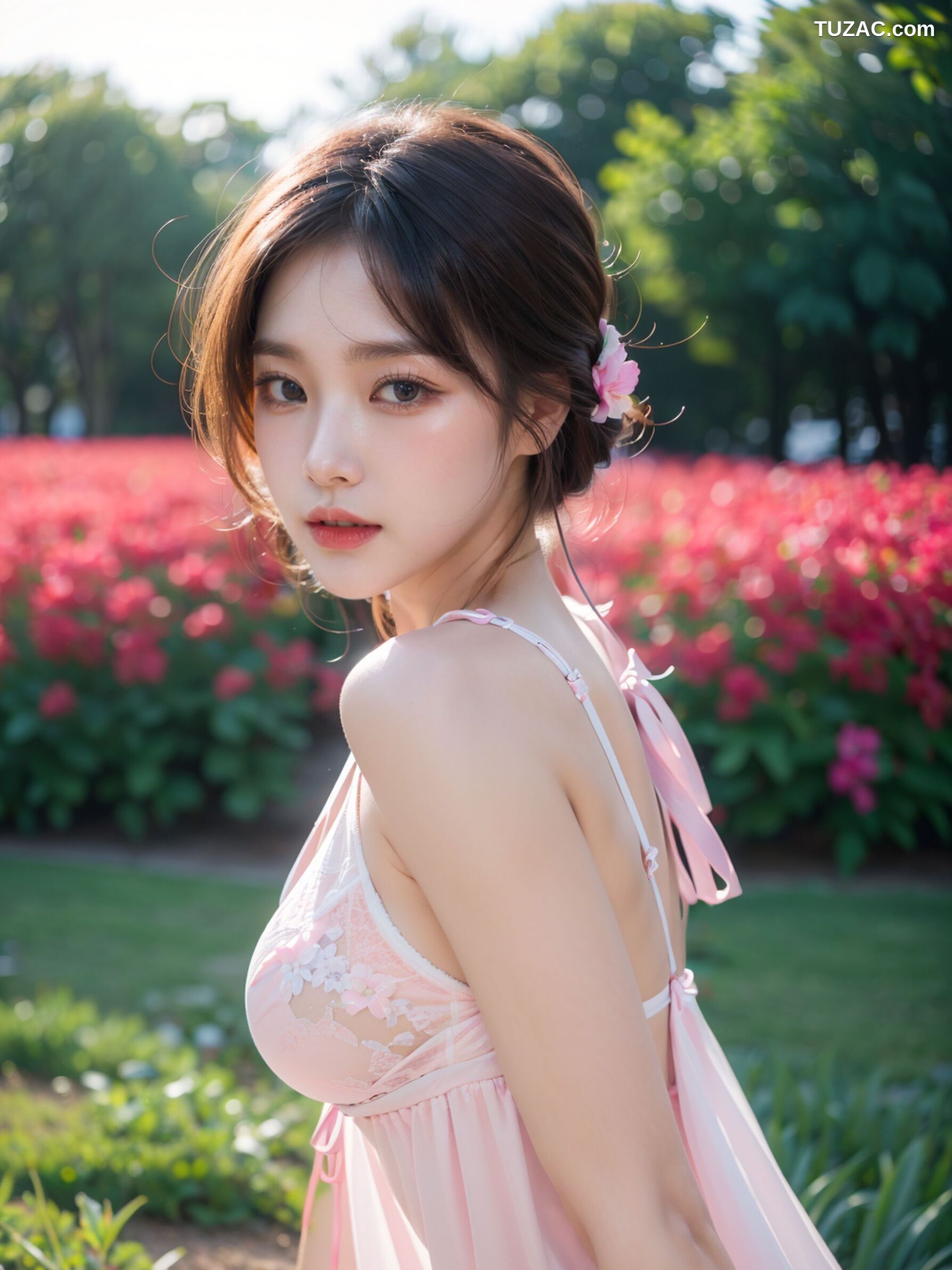 AI美女-拟实-玫瑰园户外