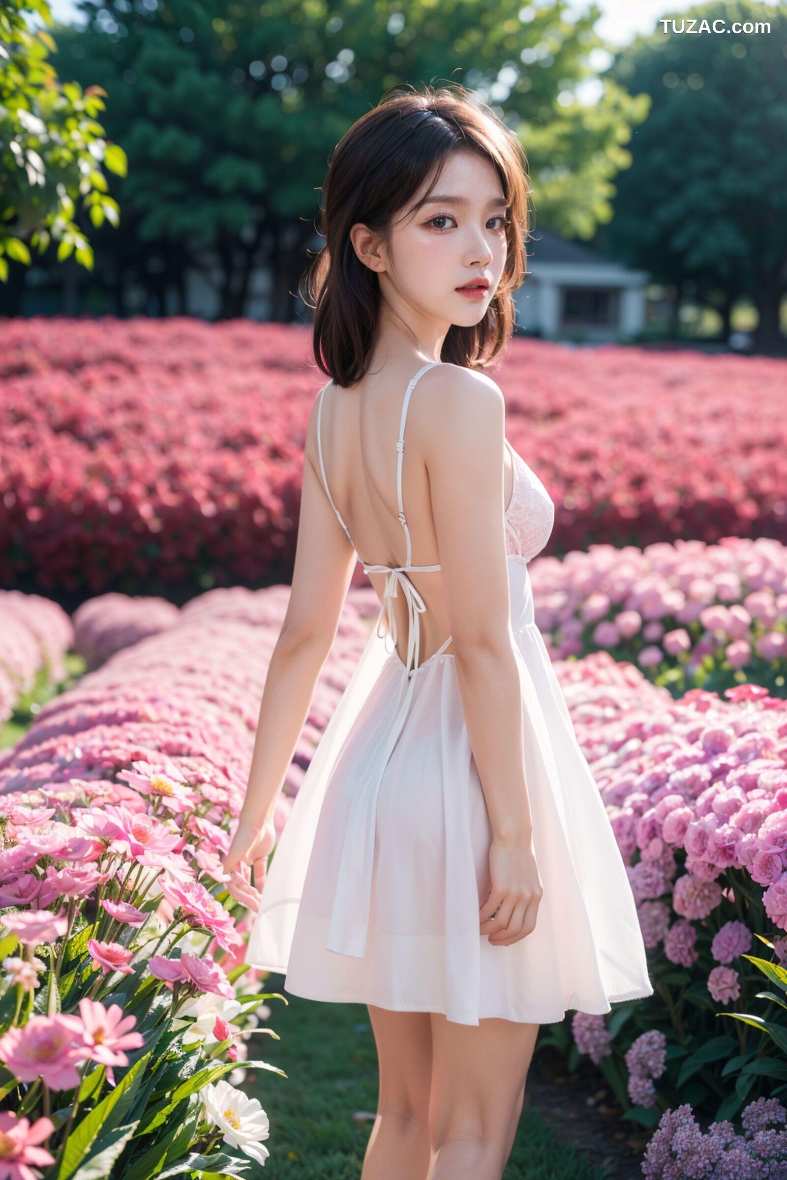AI美女-拟实-玫瑰园户外