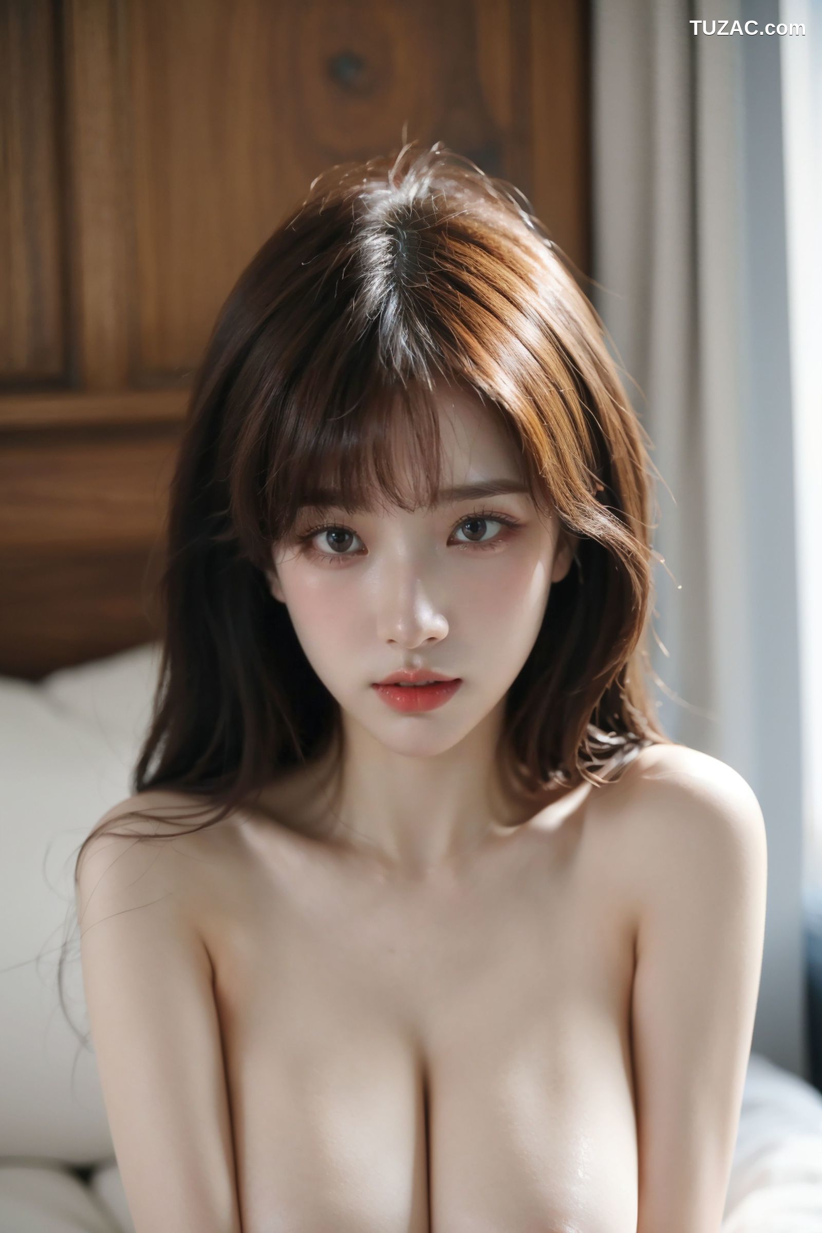 AI美女-拟实-白色蕾丝内衣美女