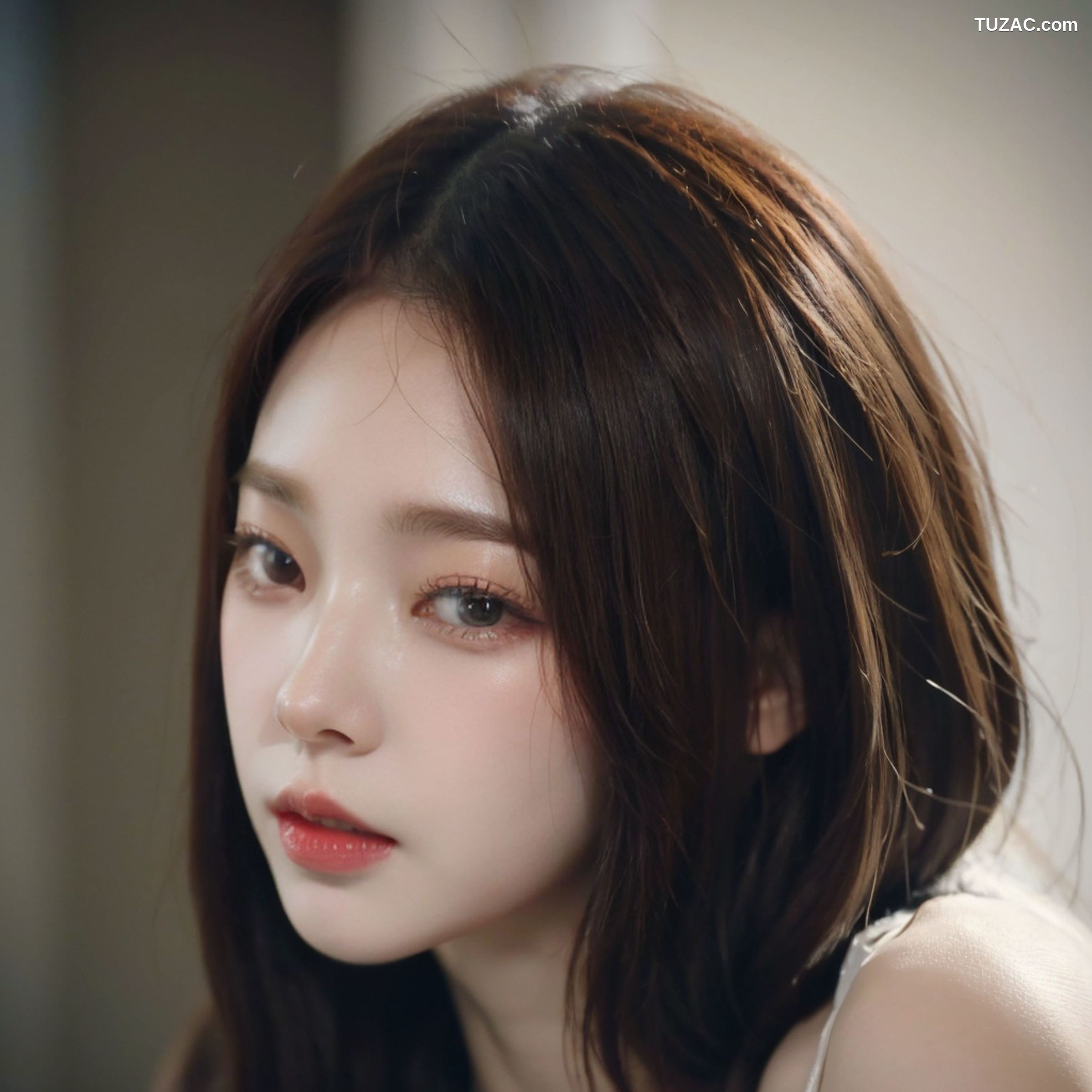 AI美女-拟实-白色蕾丝内衣美女