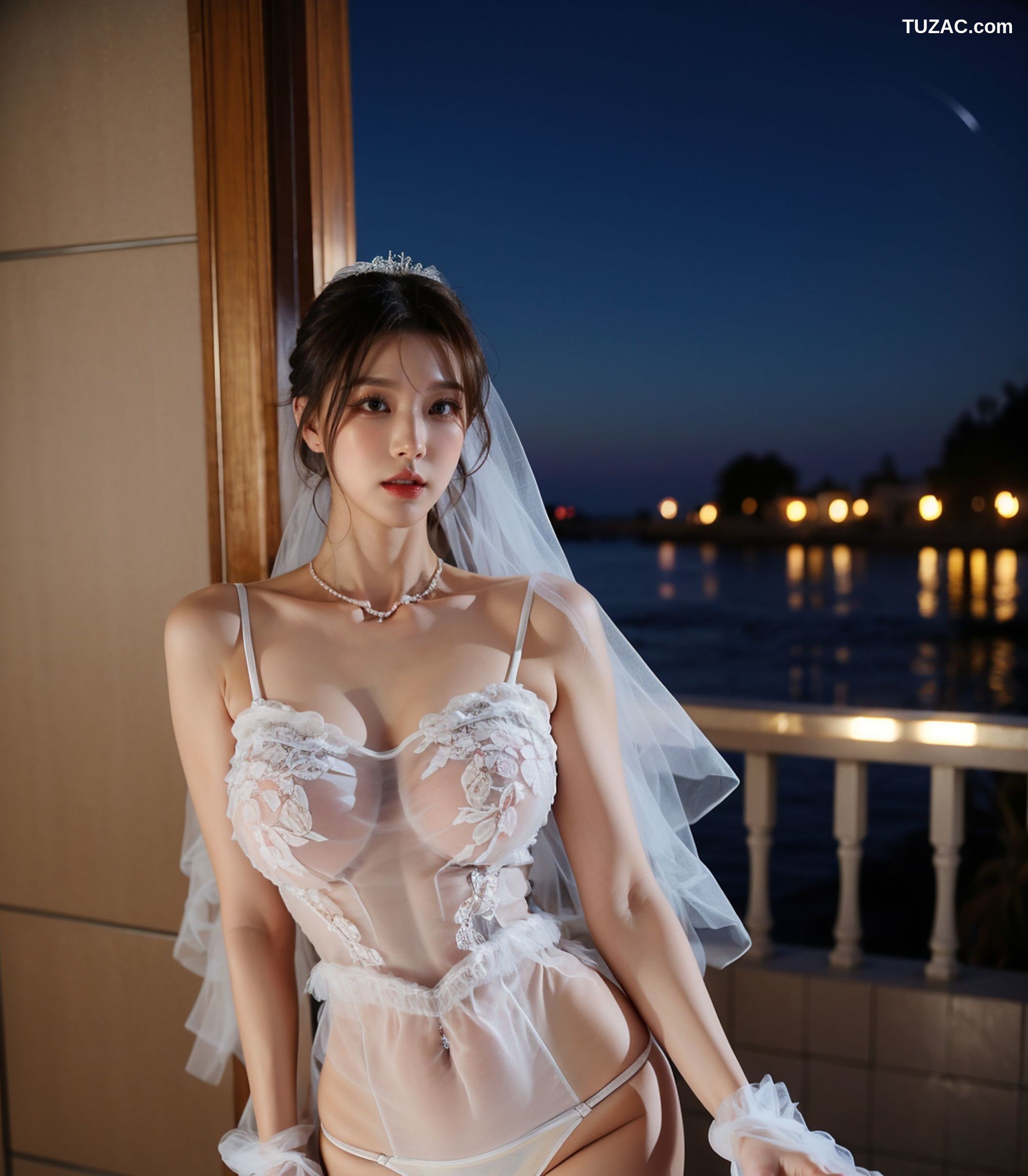 AI美女-拟实-白色蕾丝情趣婚纱-18禁