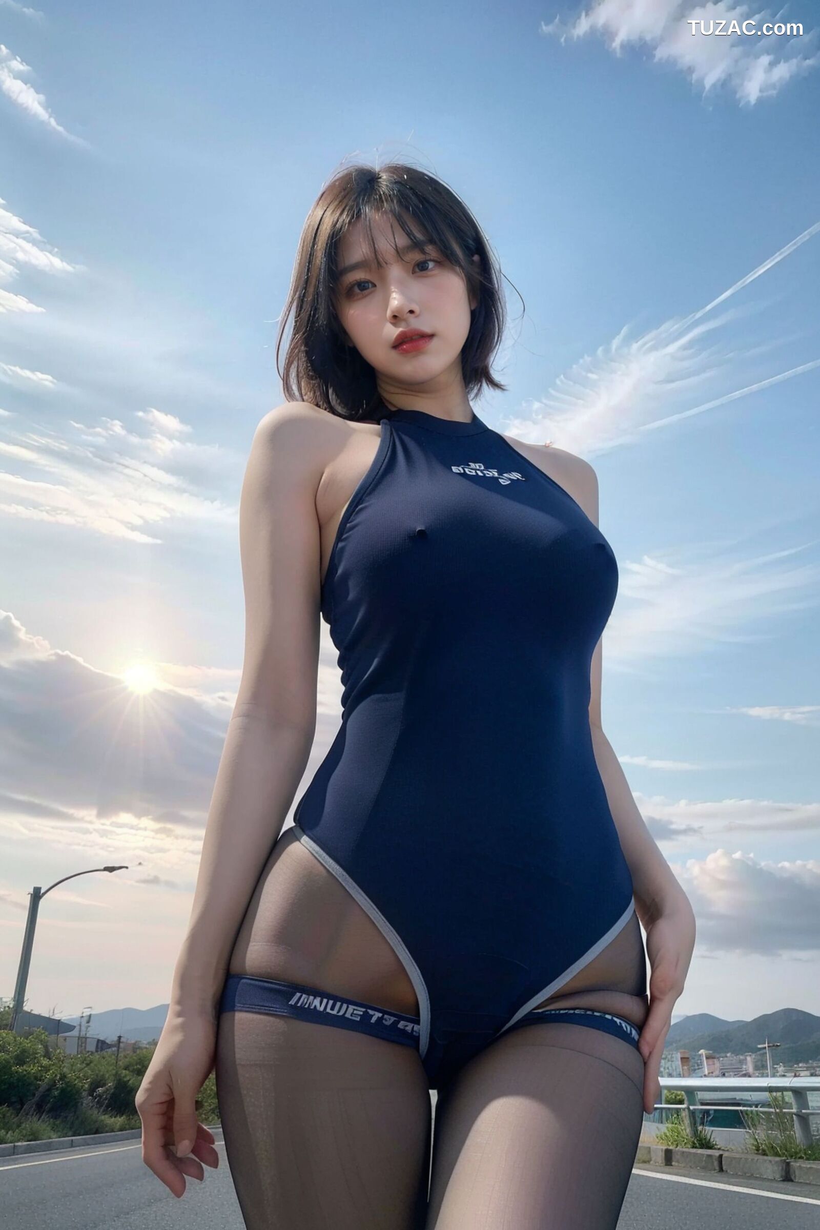 AI美女-拟实-短发深蓝死库水户外
