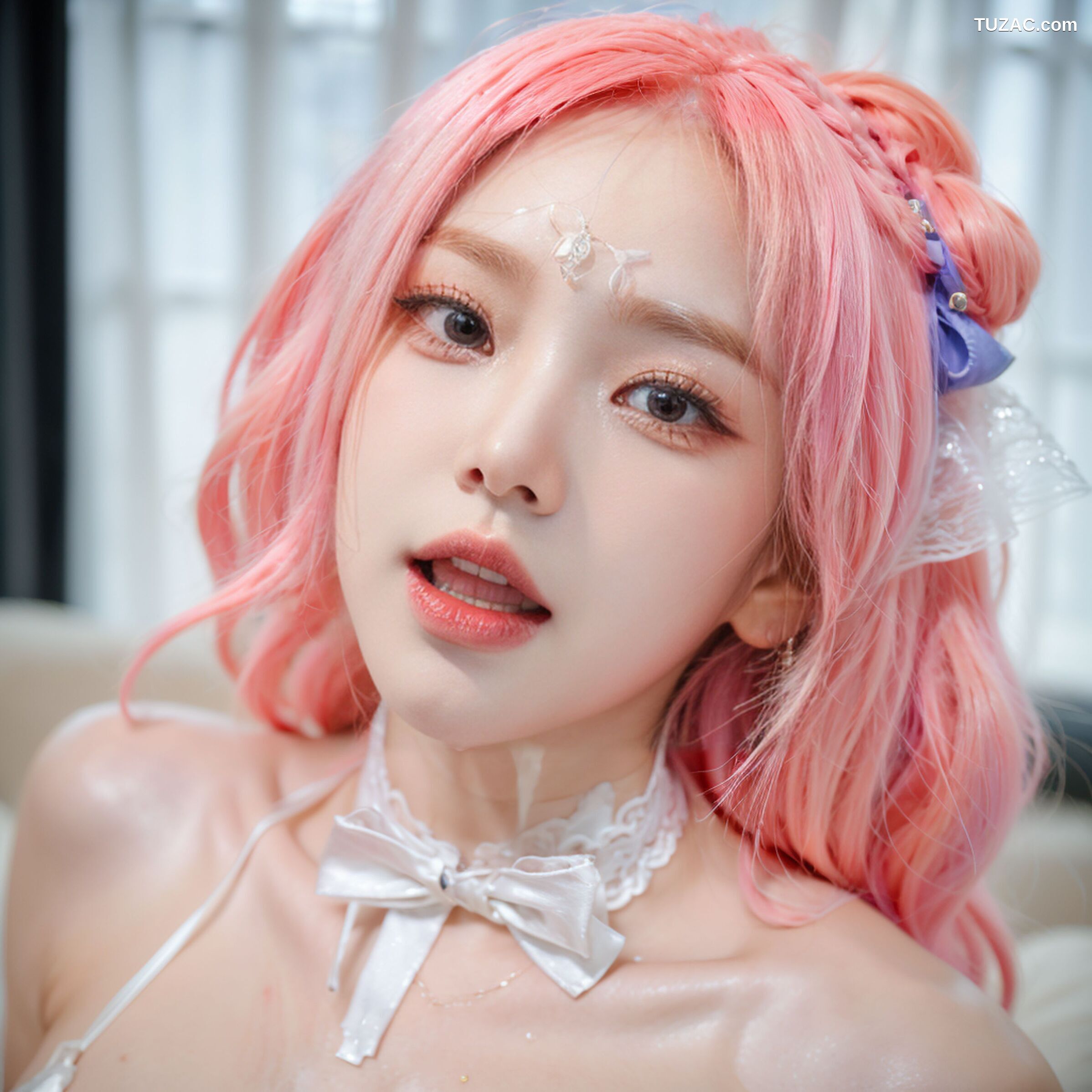 AI美女-拟实-粉红色长发白色蕾丝超小内衣-18禁