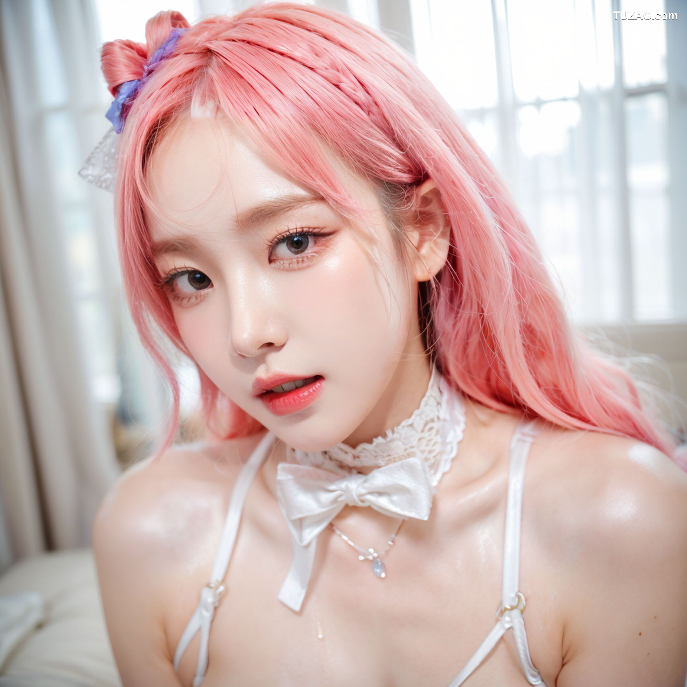 AI美女-拟实-粉红色长发白色蕾丝超小内衣-18禁
