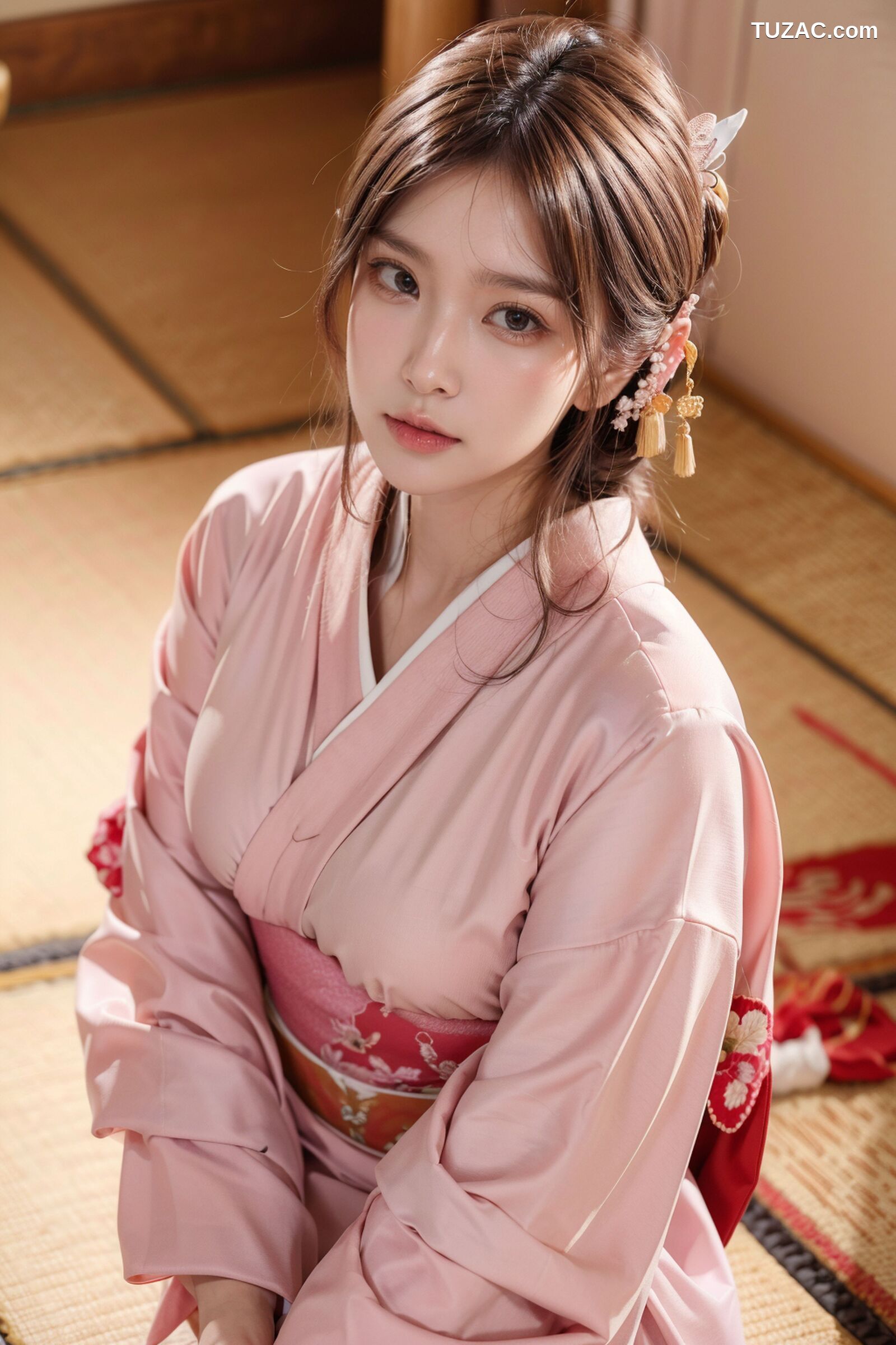 AI美女-拟实-粉色和服