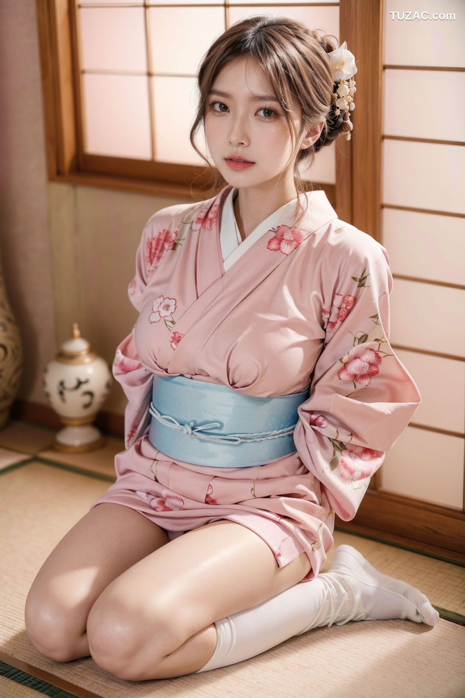 AI美女-拟实-粉色和服