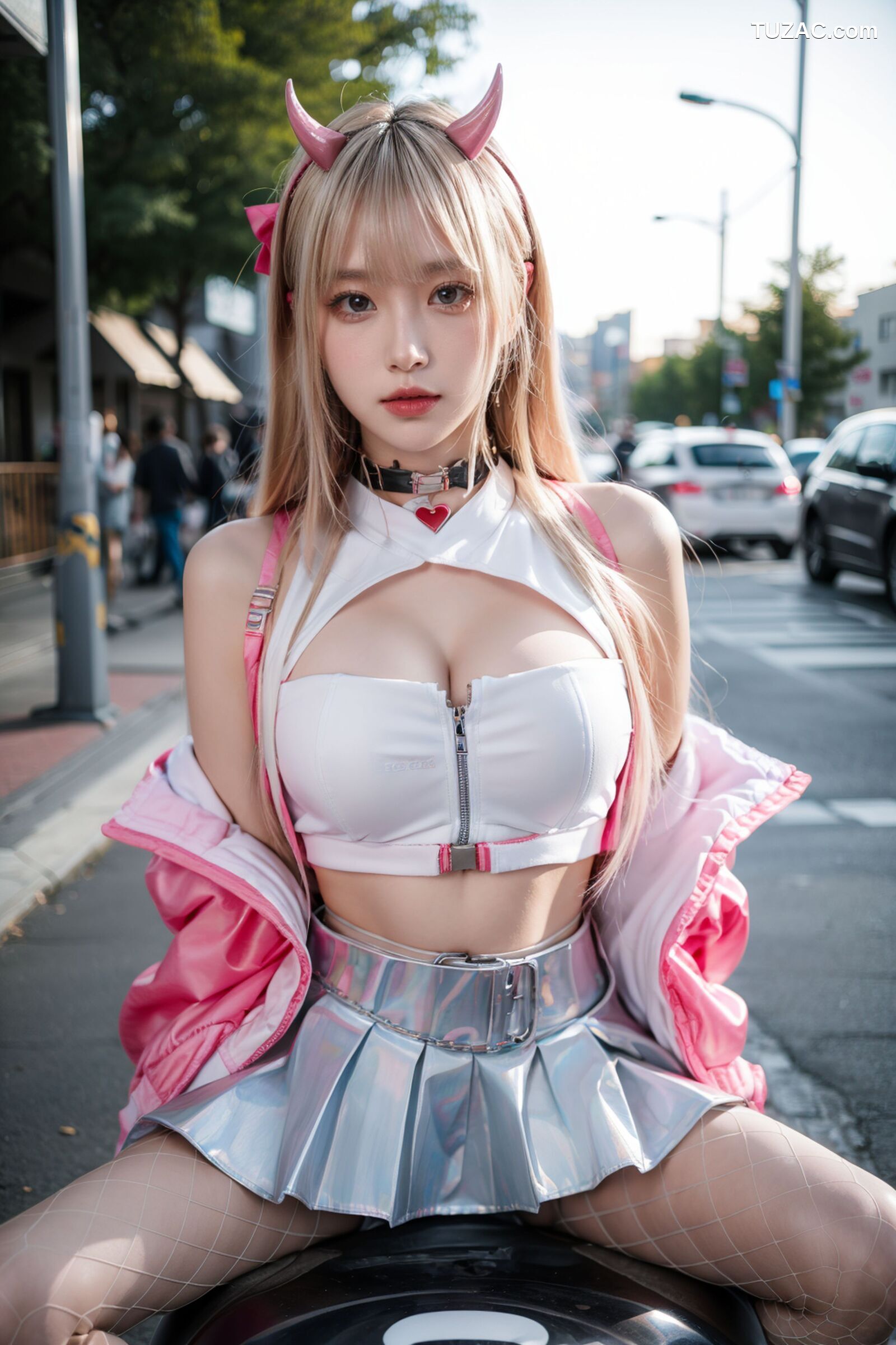 AI美女-拟实-粉衣银色短裙小恶魔-纯净版