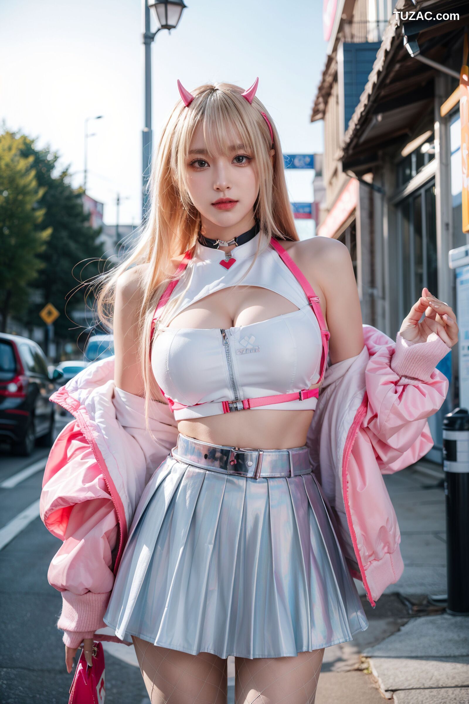 AI美女-拟实-粉衣银色短裙小恶魔-纯净版