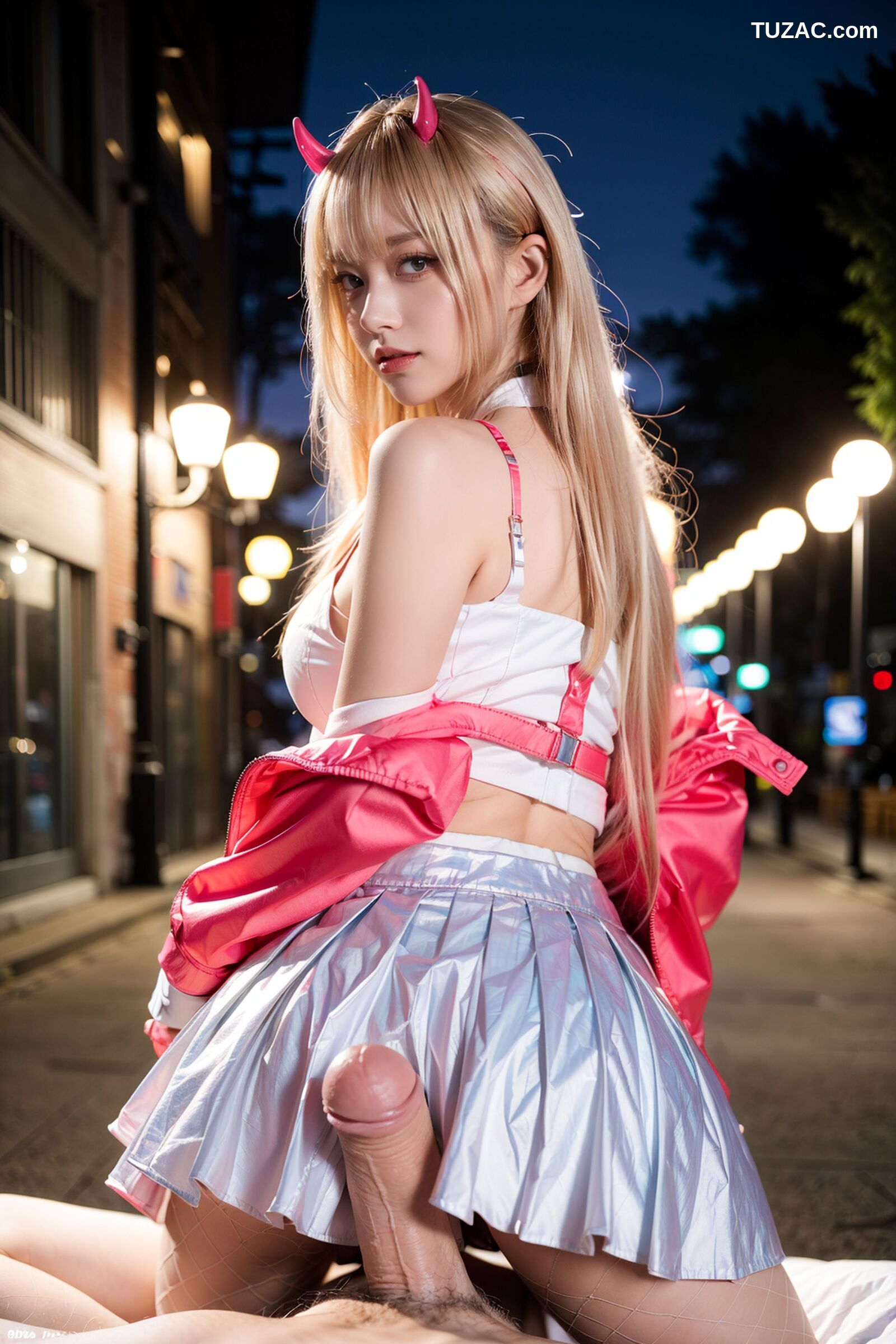 AI美女-拟实-粉衣银色短裙小恶魔