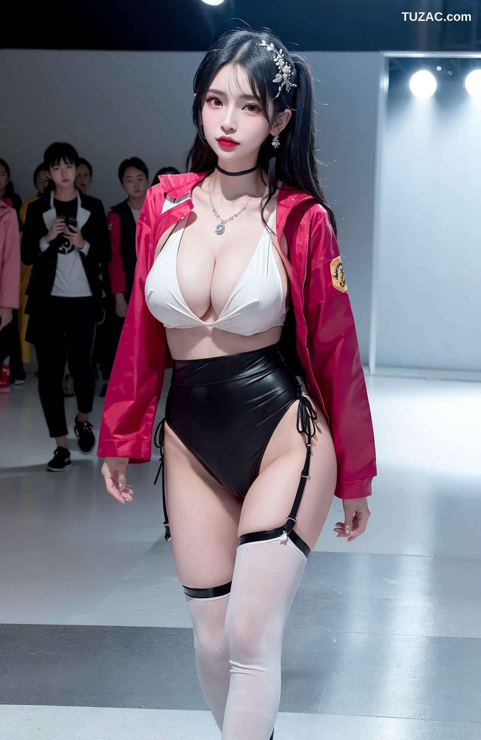 AI美女-拟实-红色夹克衫-纯净版