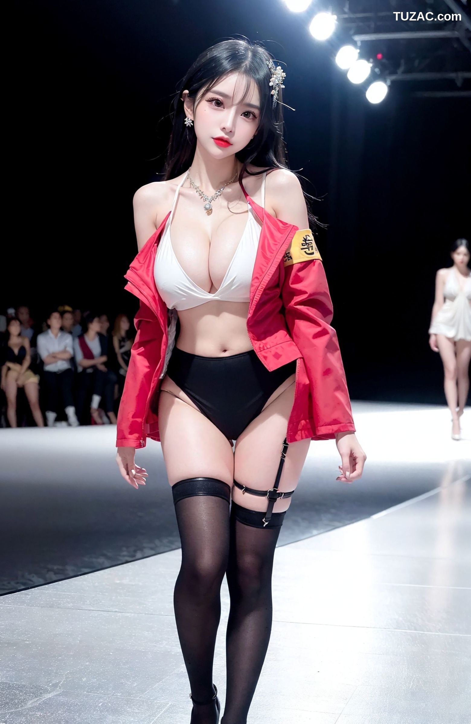 AI美女-拟实-红色夹克衫-纯净版