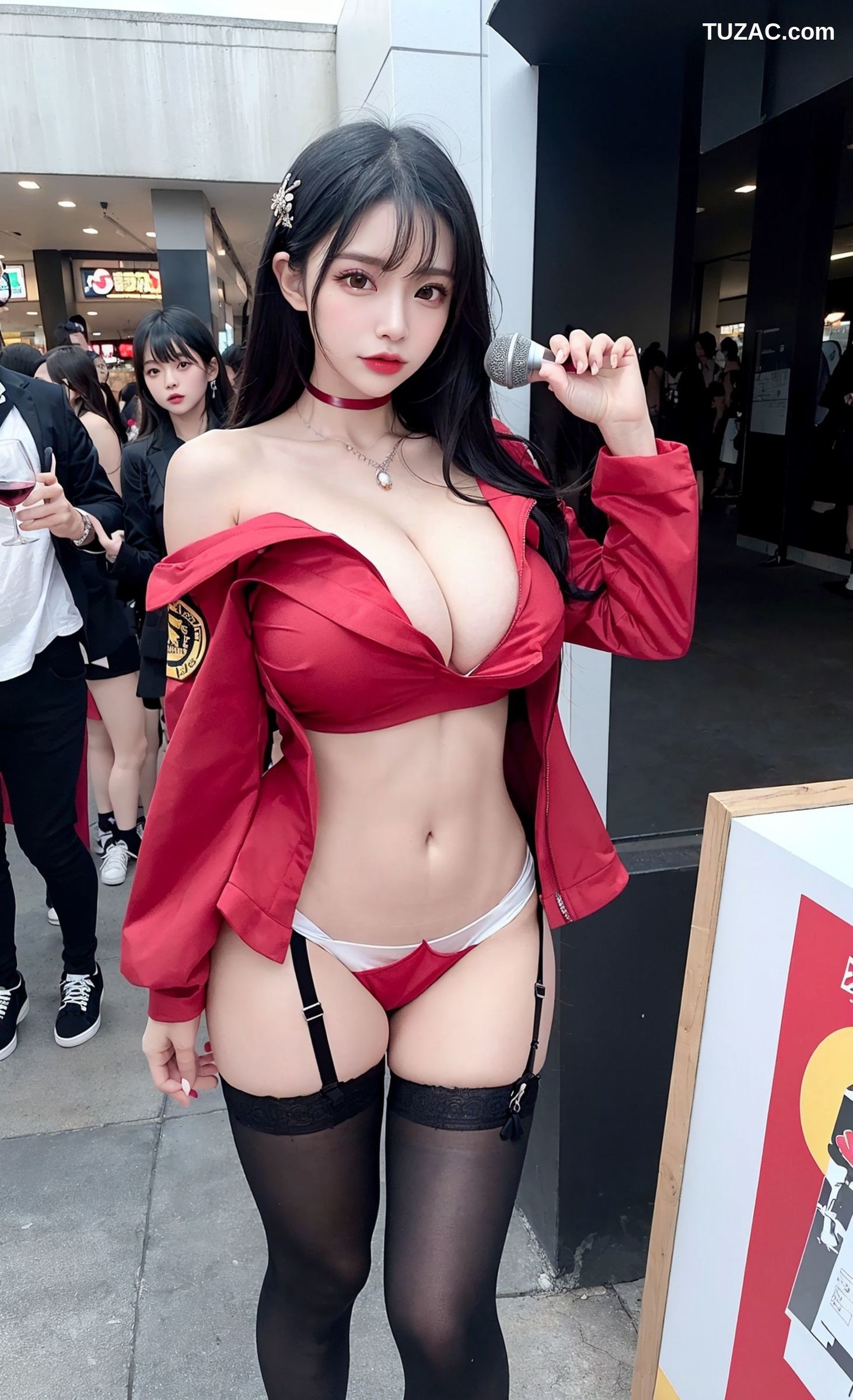 AI美女-拟实-红色夹克衫-纯净版