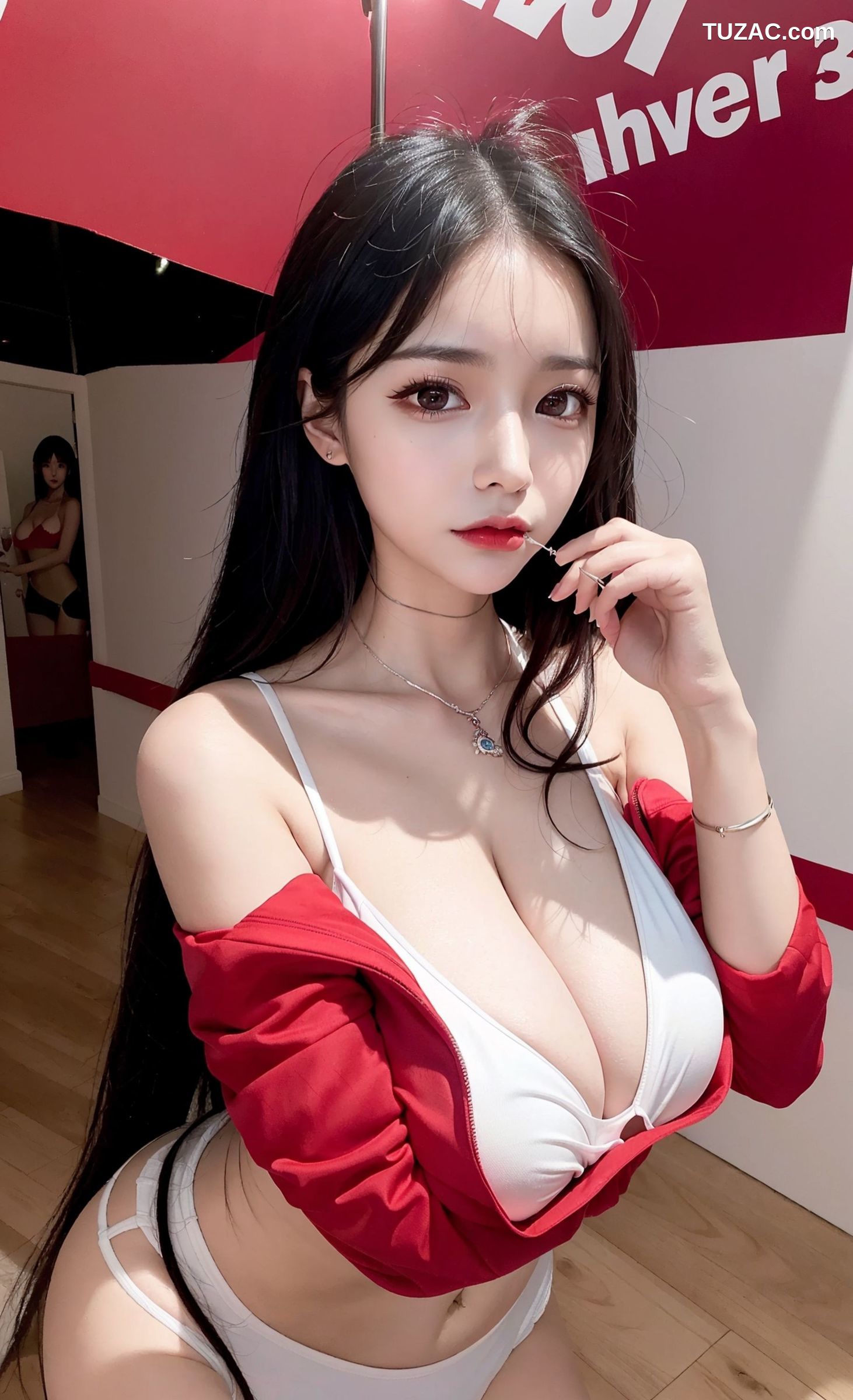 AI美女-拟实-红色夹克衫-纯净版