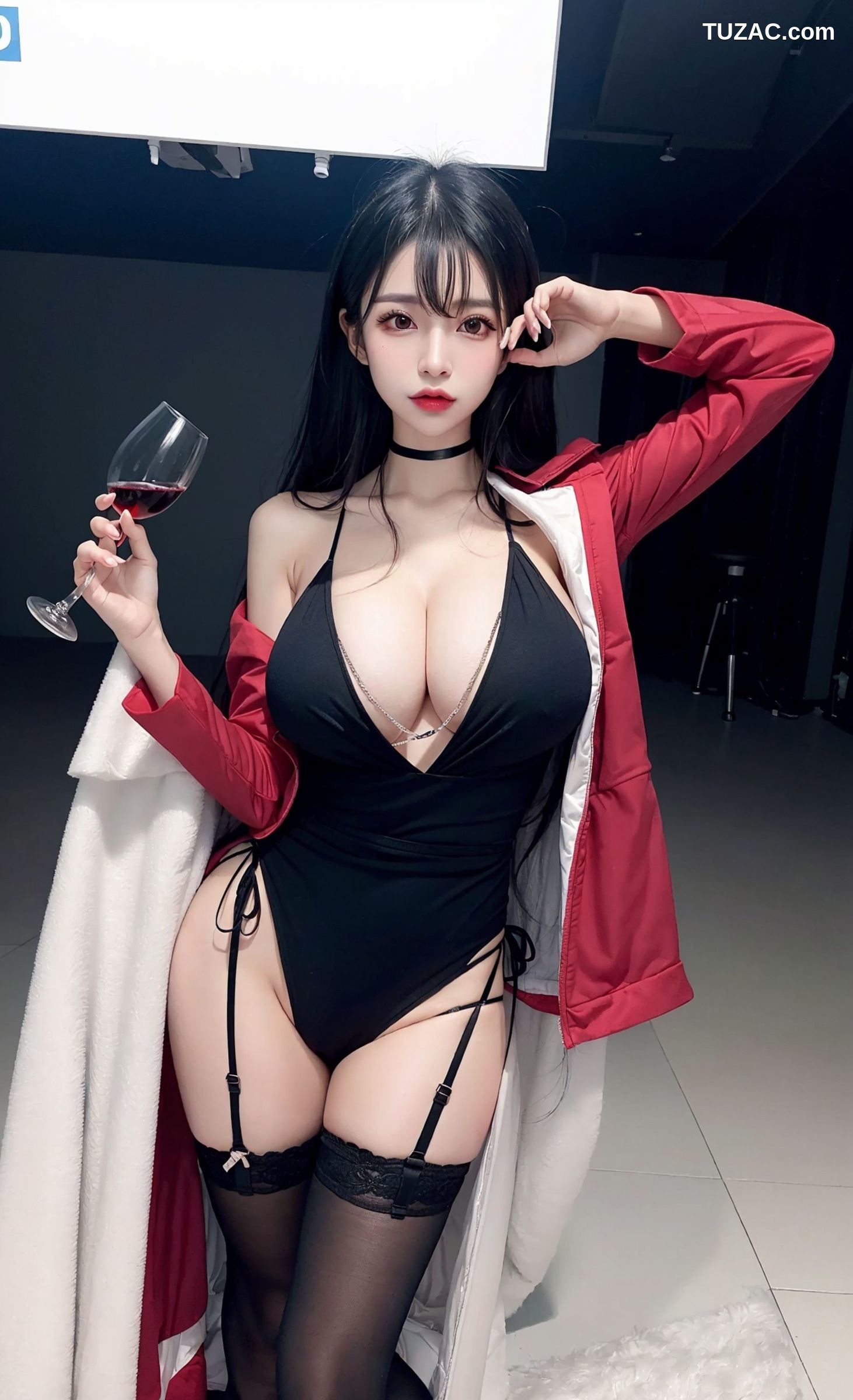 AI美女-拟实-红色夹克衫-纯净版