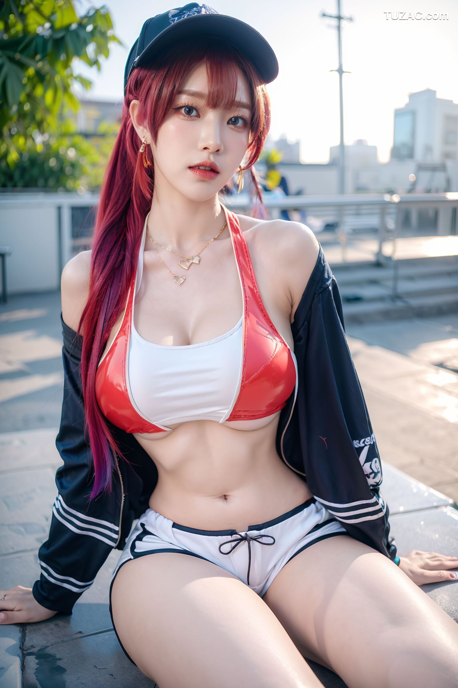 AI美女-拟实-红色比基尼棒球帽少女-18禁