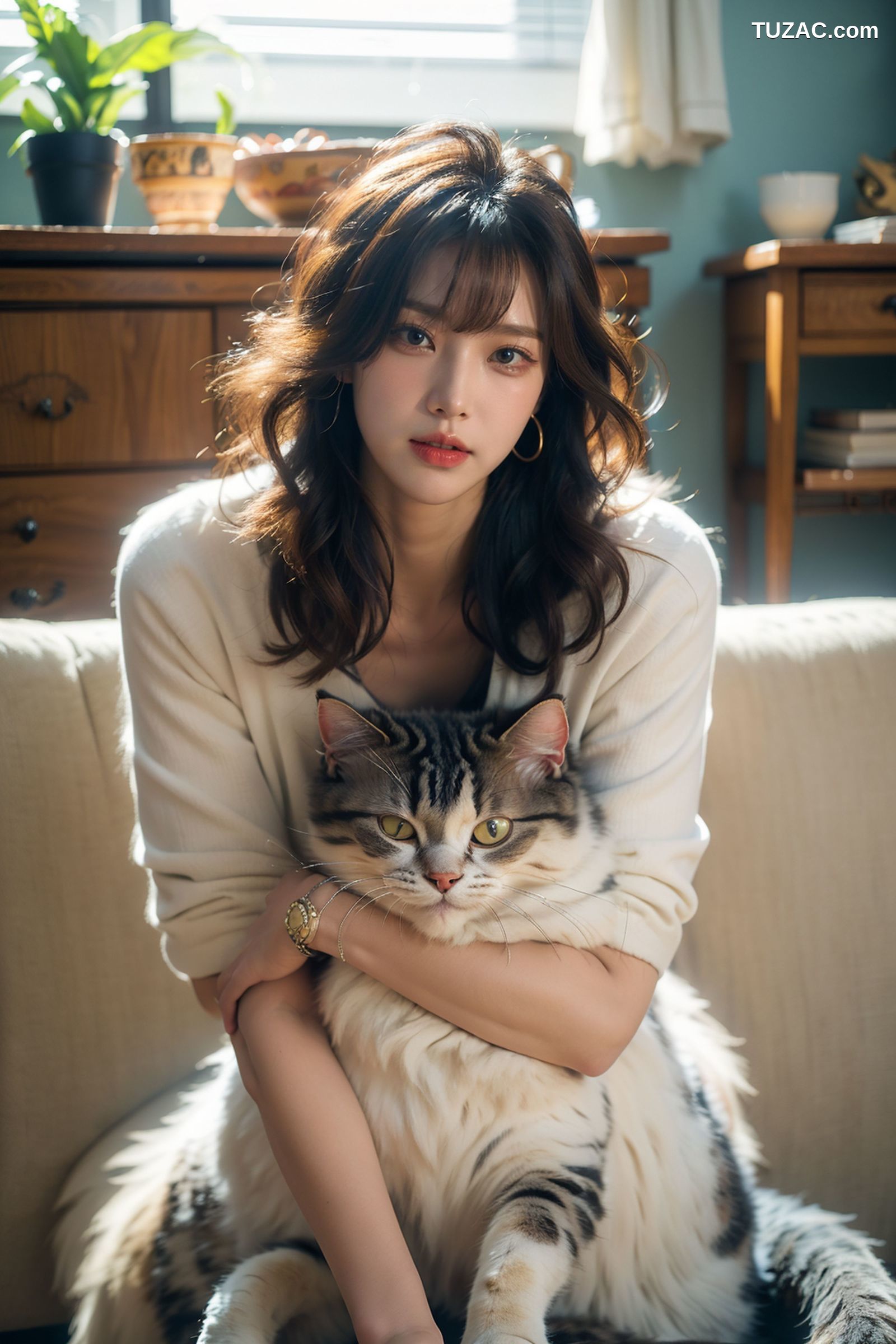 AI美女-拟实-肥猫宠物的美女