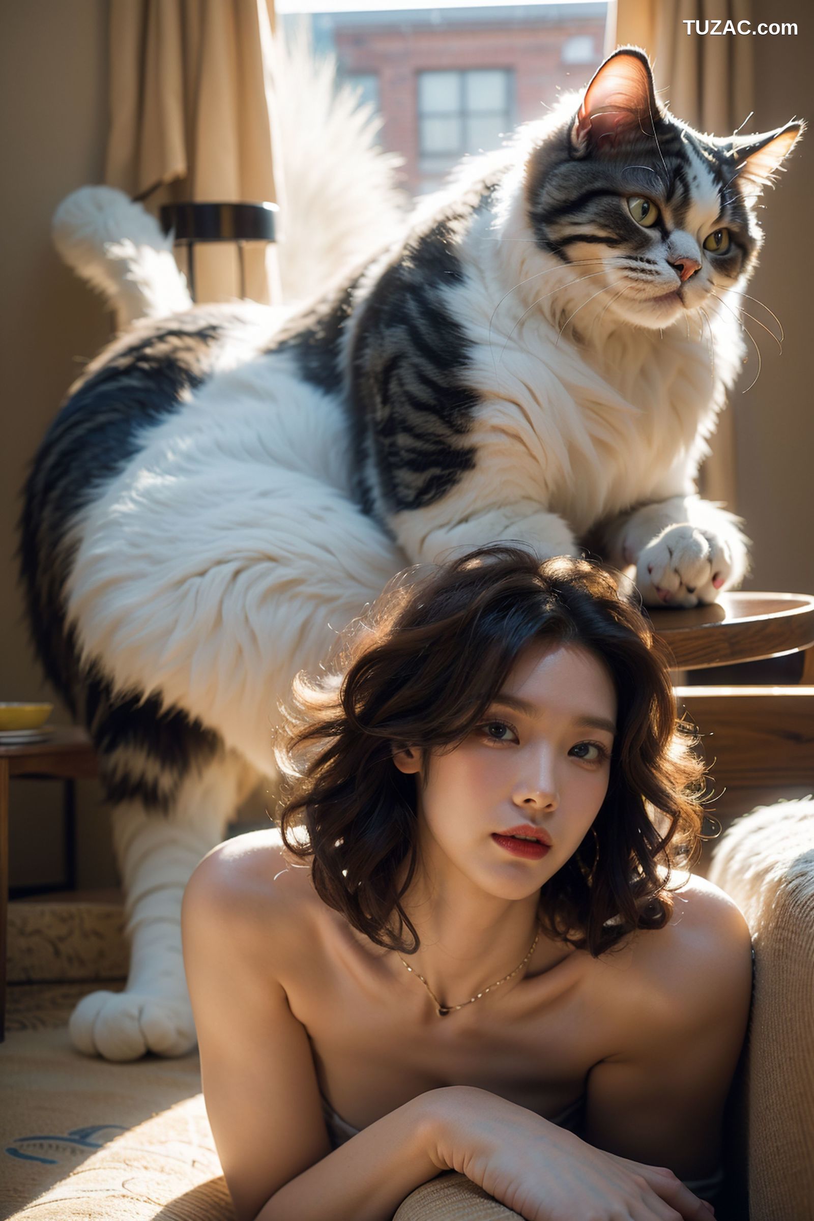 AI美女-拟实-肥猫宠物的美女