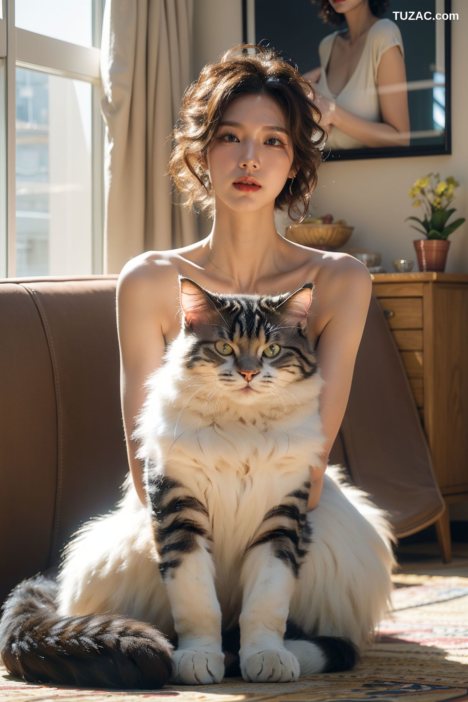 AI美女-拟实-肥猫宠物的美女