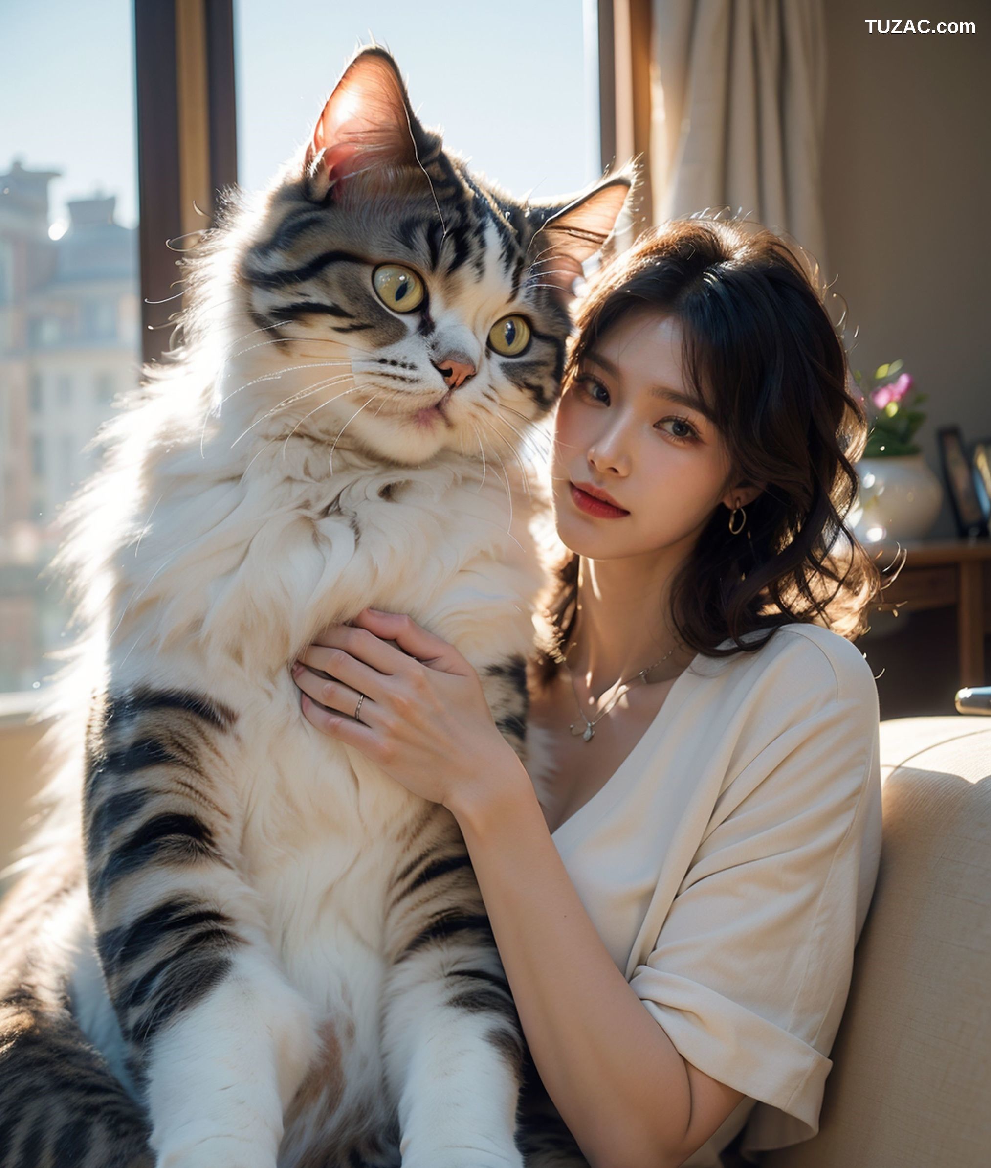 AI美女-拟实-肥猫宠物的美女