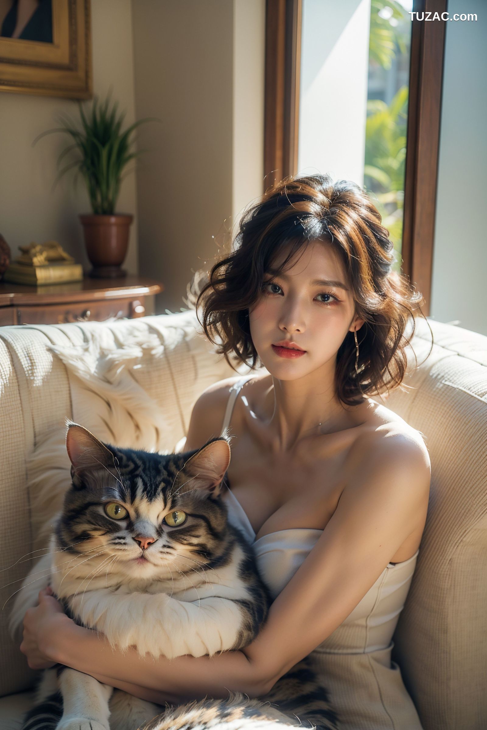 AI美女-拟实-肥猫宠物的美女