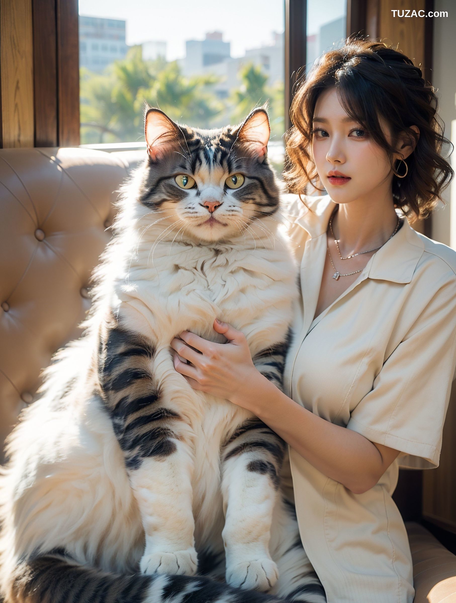 AI美女-拟实-肥猫宠物的美女