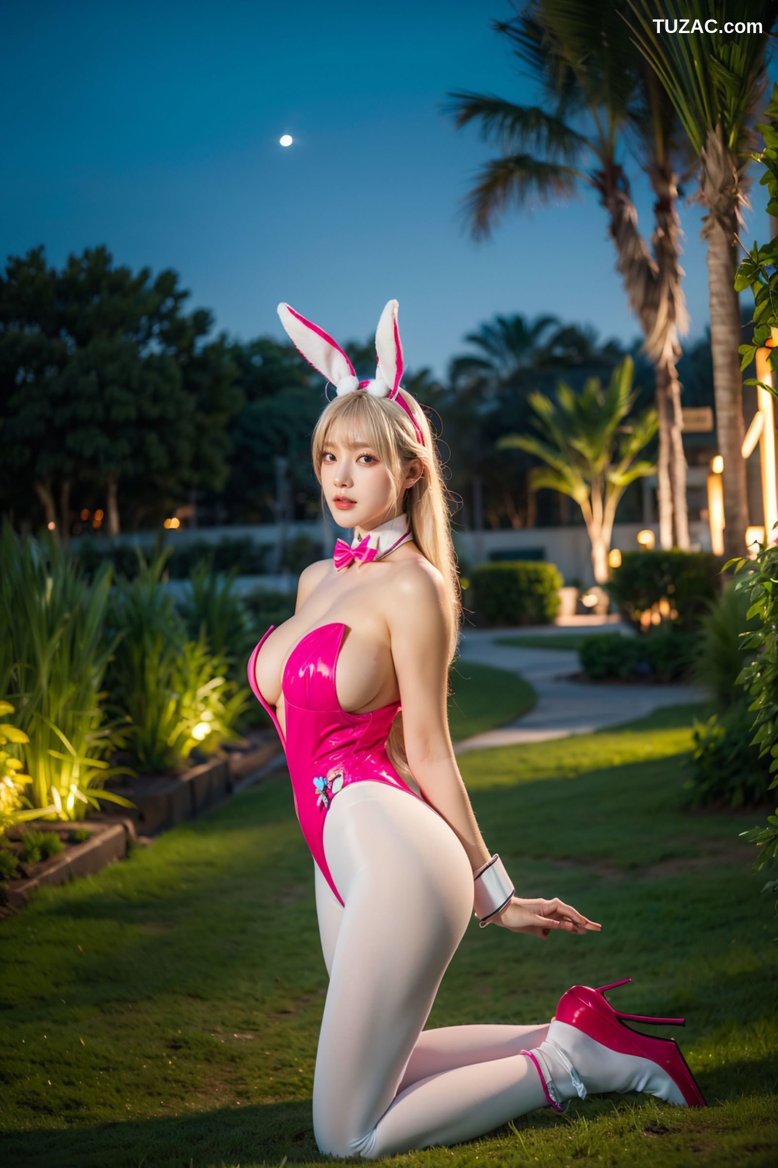 AI美女-拟实-艳粉兔女郎