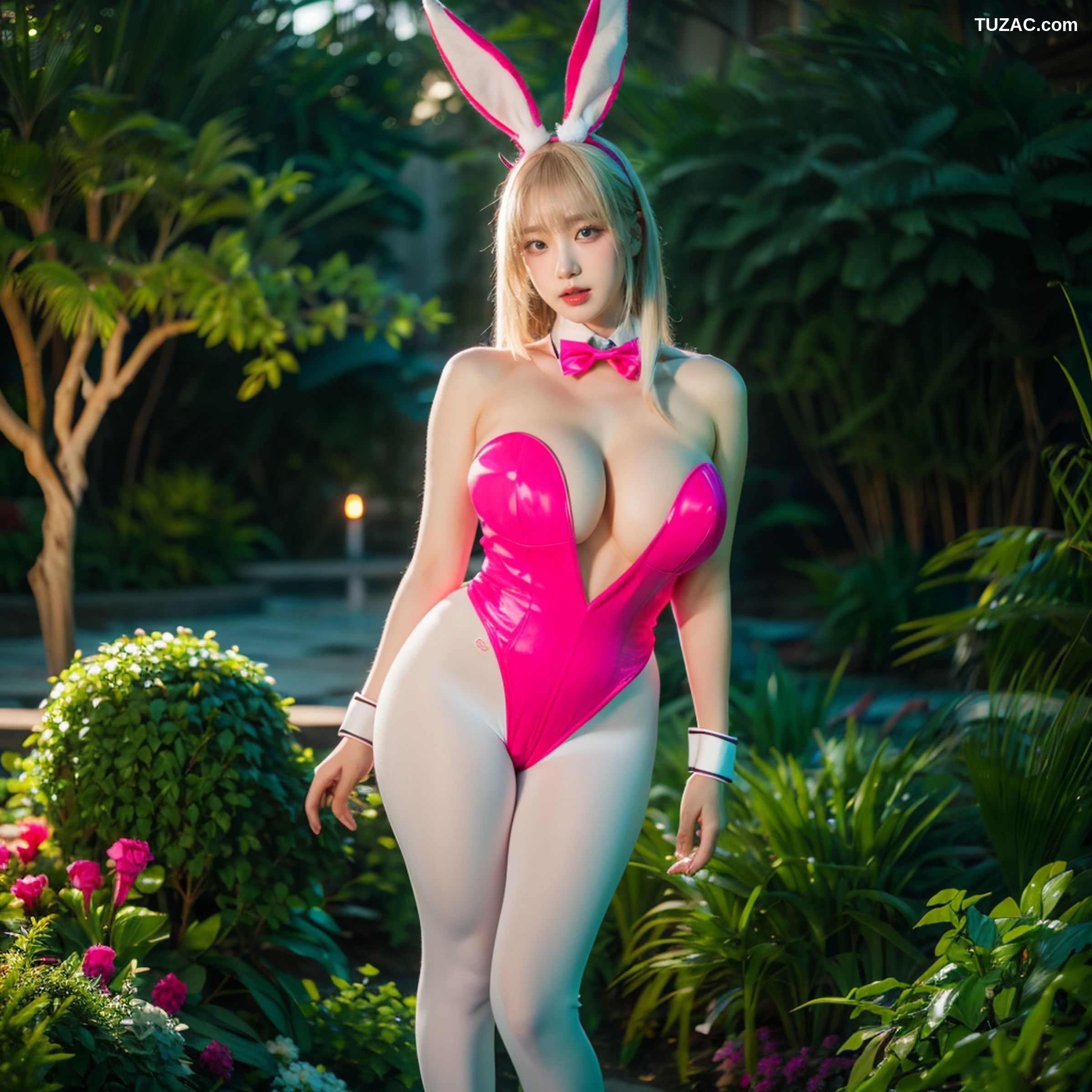 AI美女-拟实-艳粉兔女郎