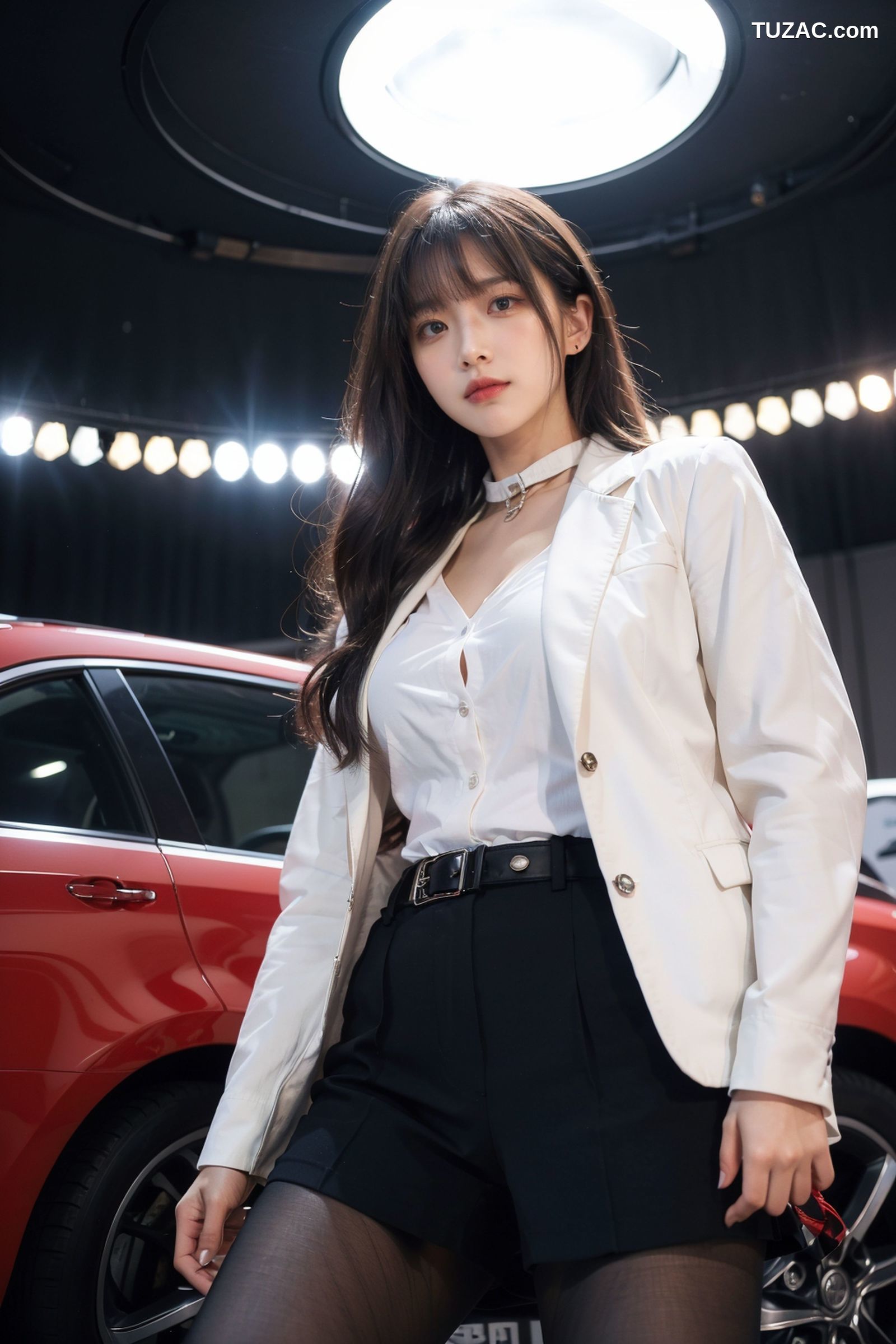 AI美女-拟实-车模-白衣黑裙-纯净版