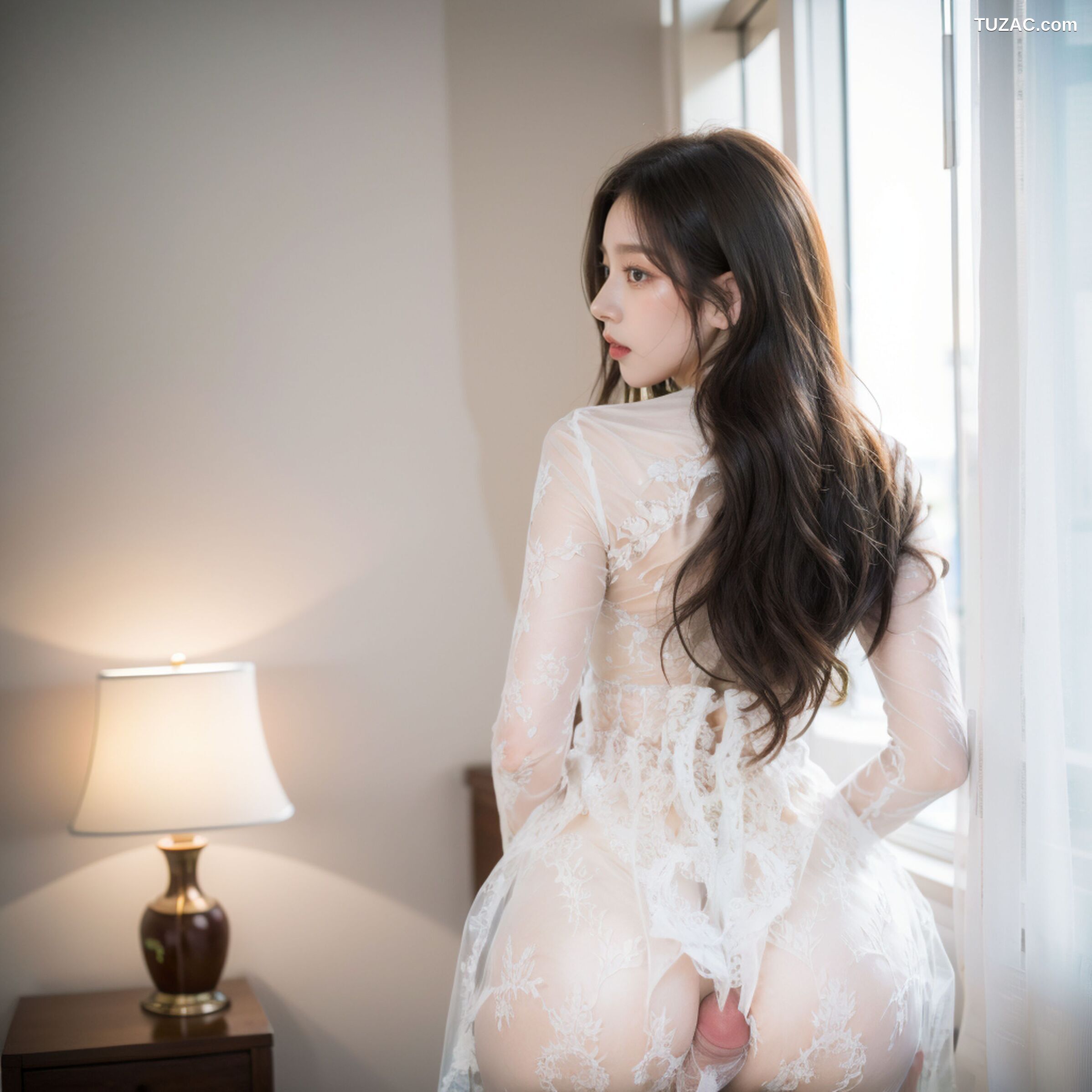 AI美女-拟实-透视白纱长裙