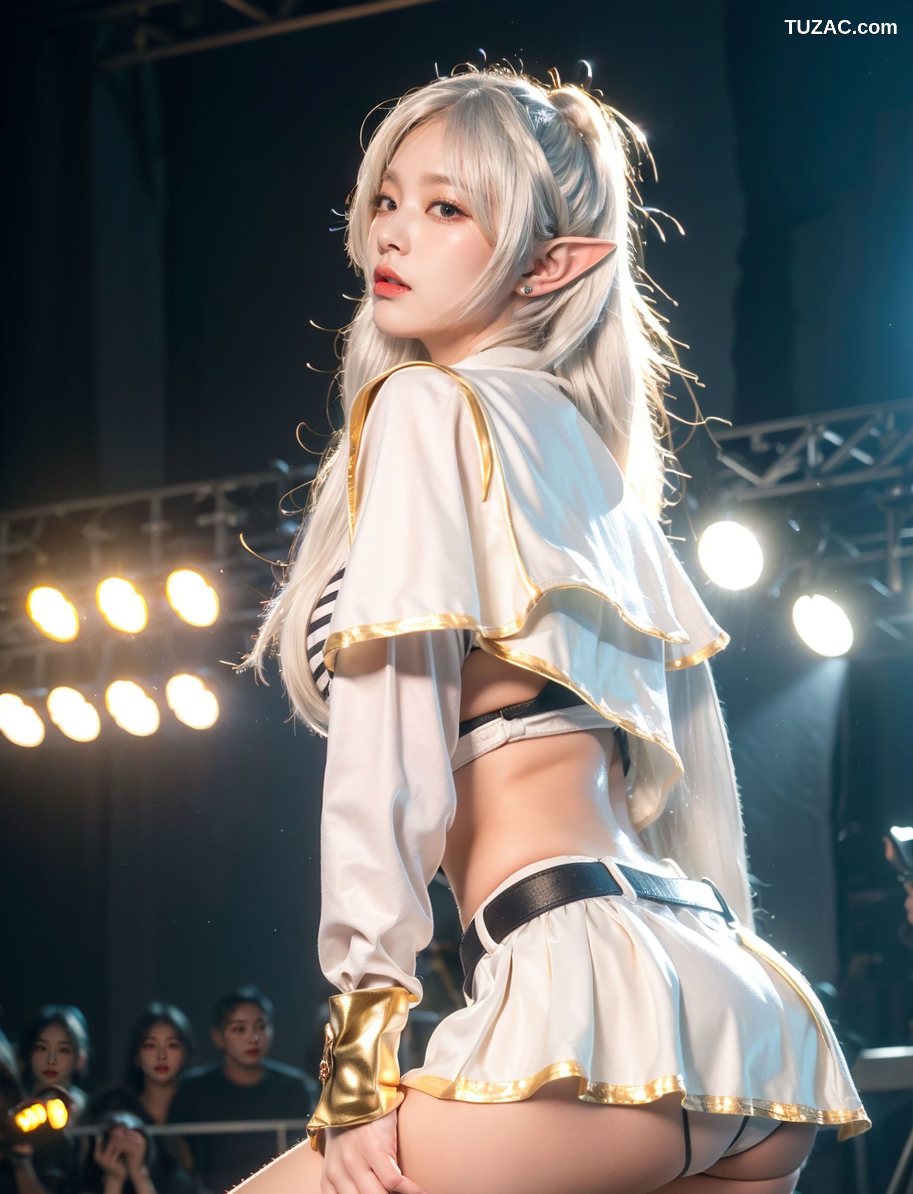 AI美女-拟实-银发精灵美少女舞台-纯净版