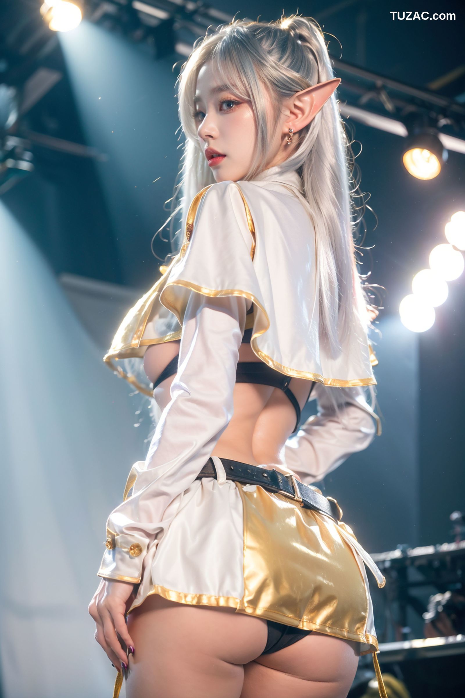 AI美女-拟实-银发精灵美少女舞台-纯净版