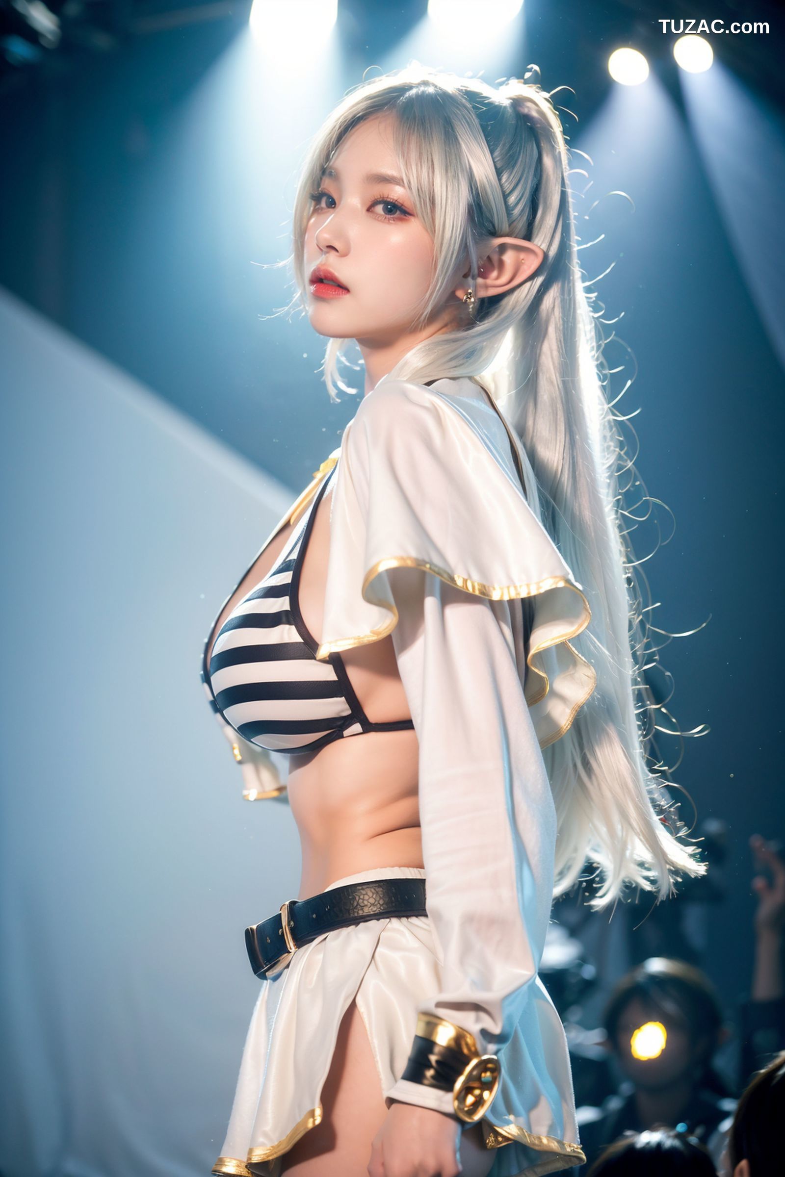 AI美女-拟实-银发精灵美少女舞台-纯净版