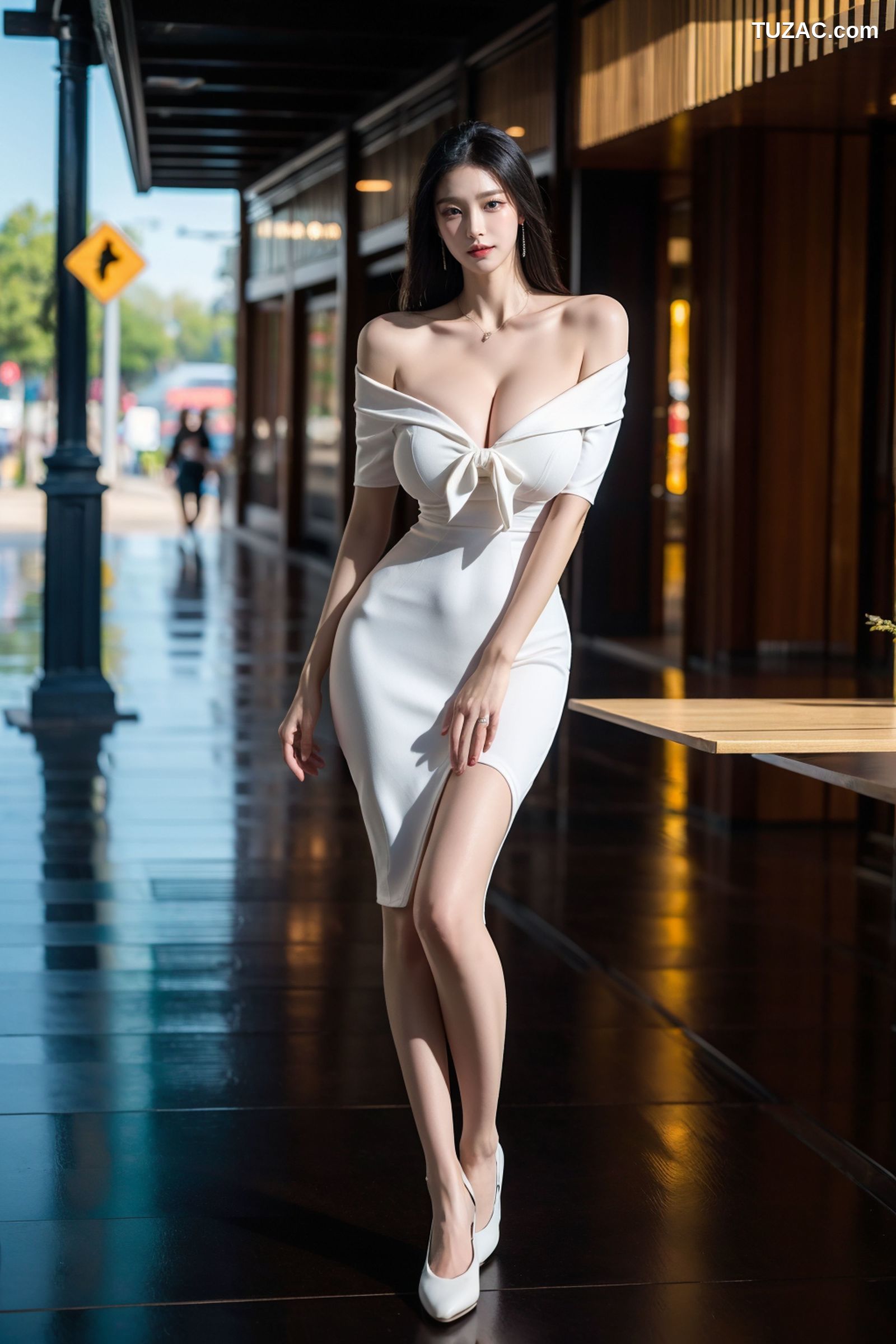 AI美女-拟实-露肩礼裙-纯净版