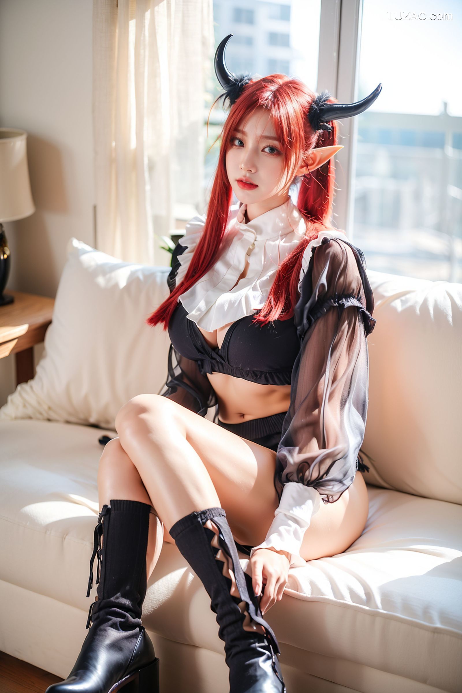 AI美女-拟实-黑丝小恶魔女仆