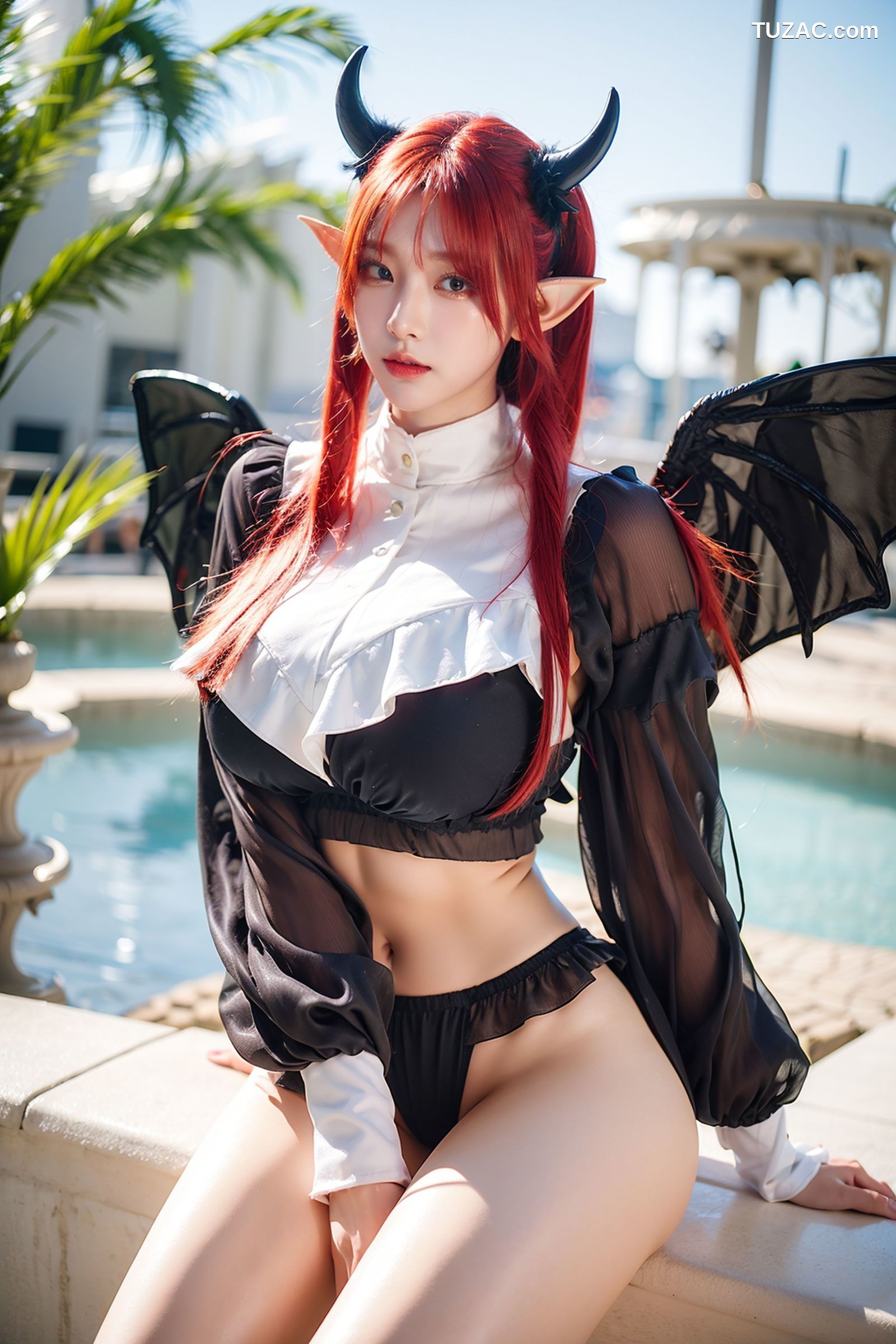 AI美女-拟实-黑丝小恶魔女仆