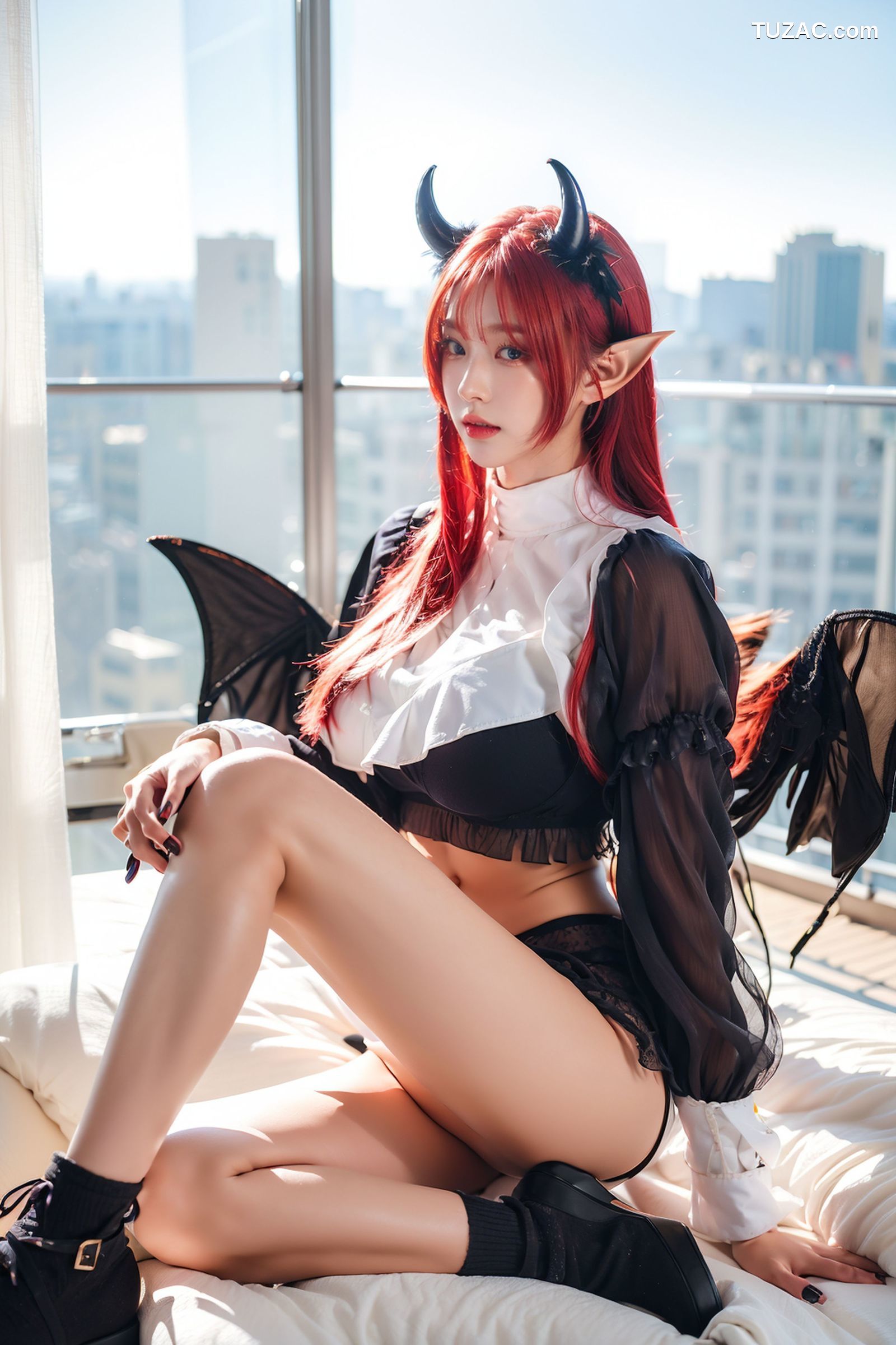 AI美女-拟实-黑丝小恶魔女仆