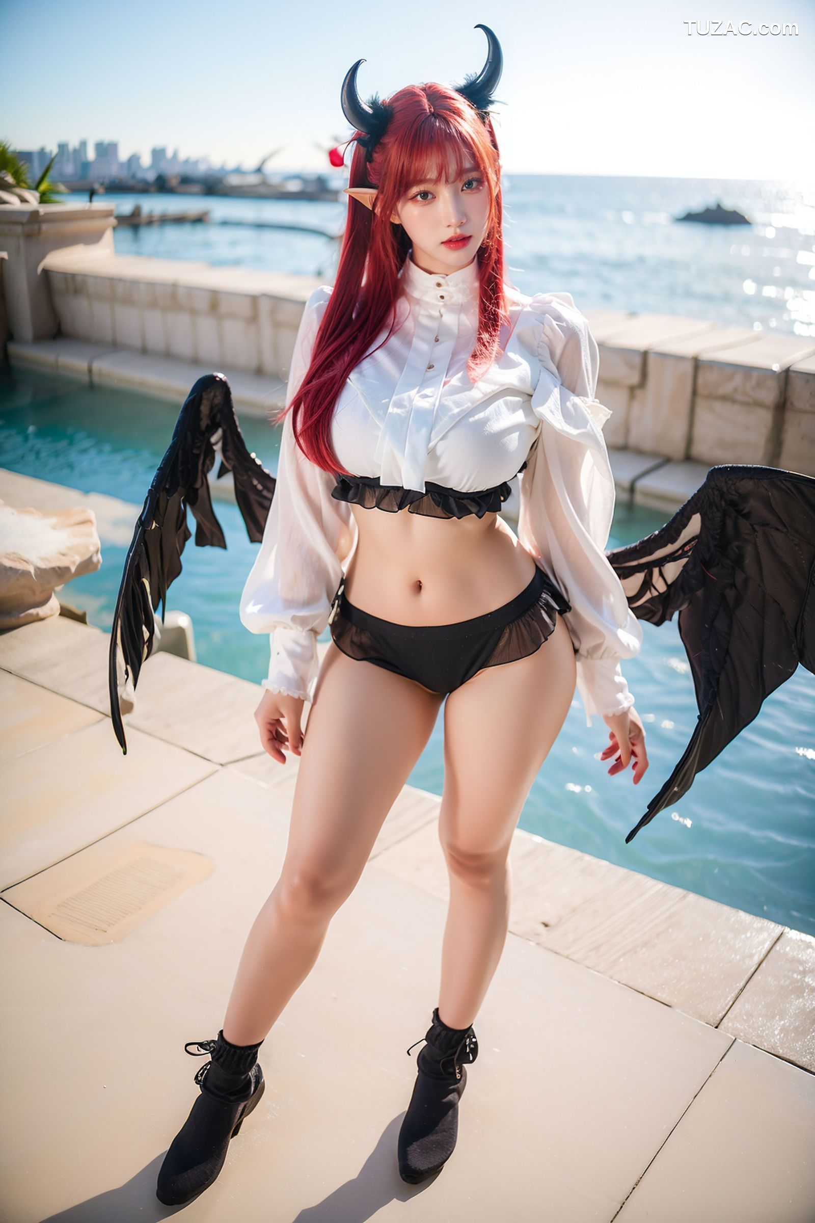 AI美女-拟实-黑丝小恶魔女仆