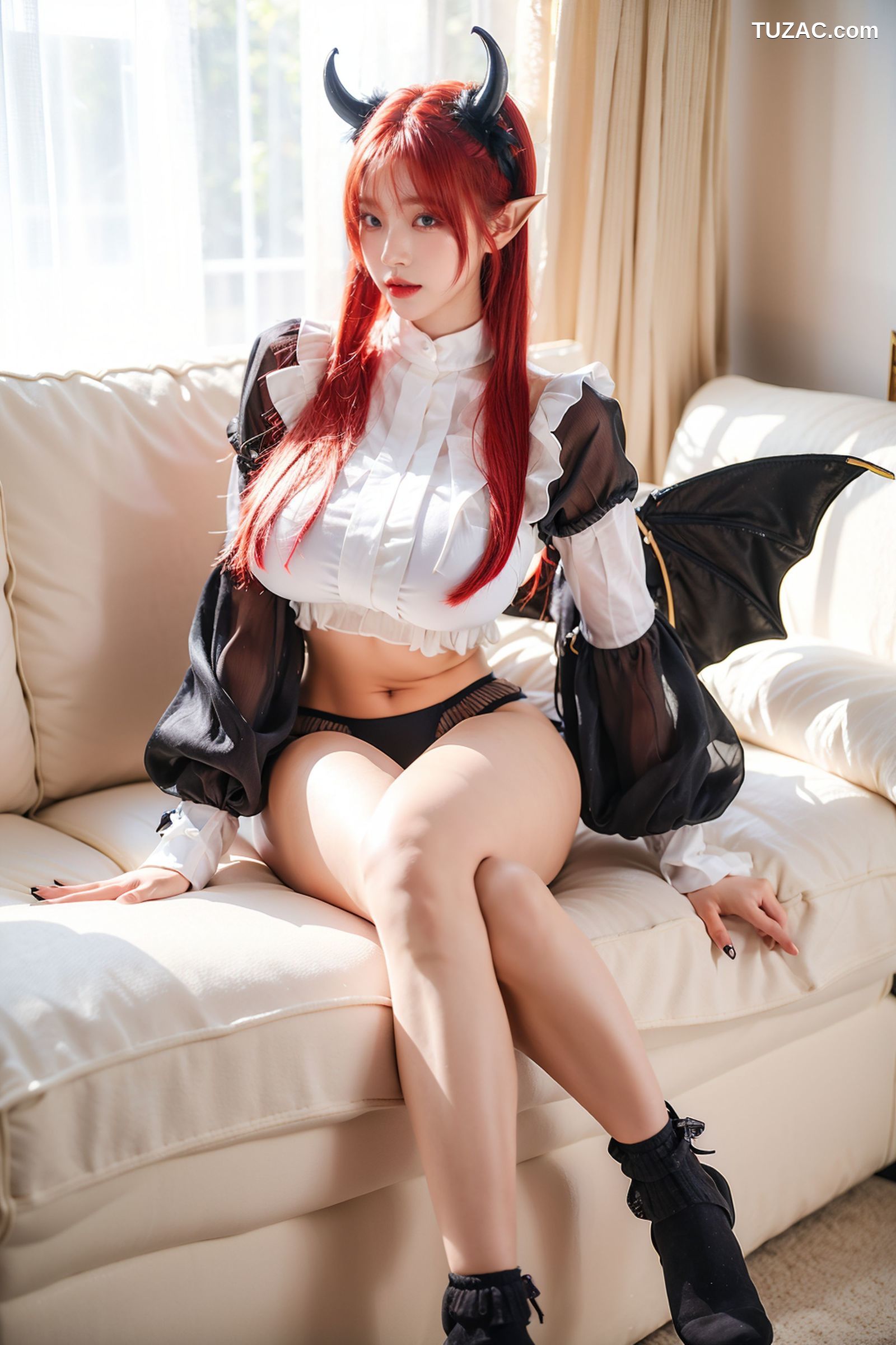 AI美女-拟实-黑丝小恶魔女仆