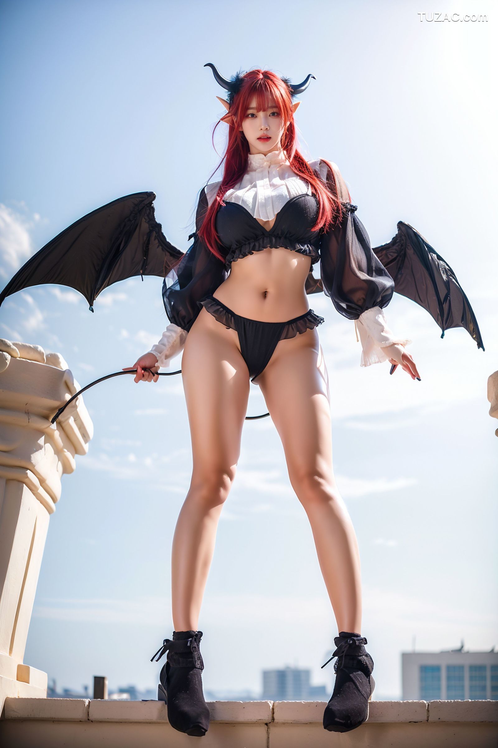 AI美女-拟实-黑丝小恶魔女仆