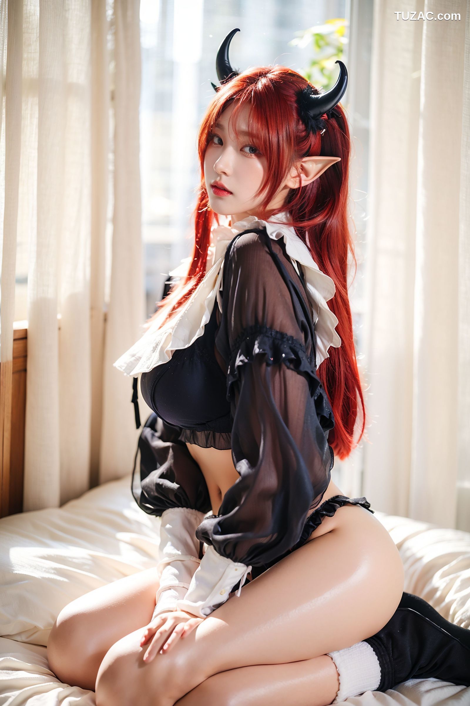 AI美女-拟实-黑丝小恶魔女仆