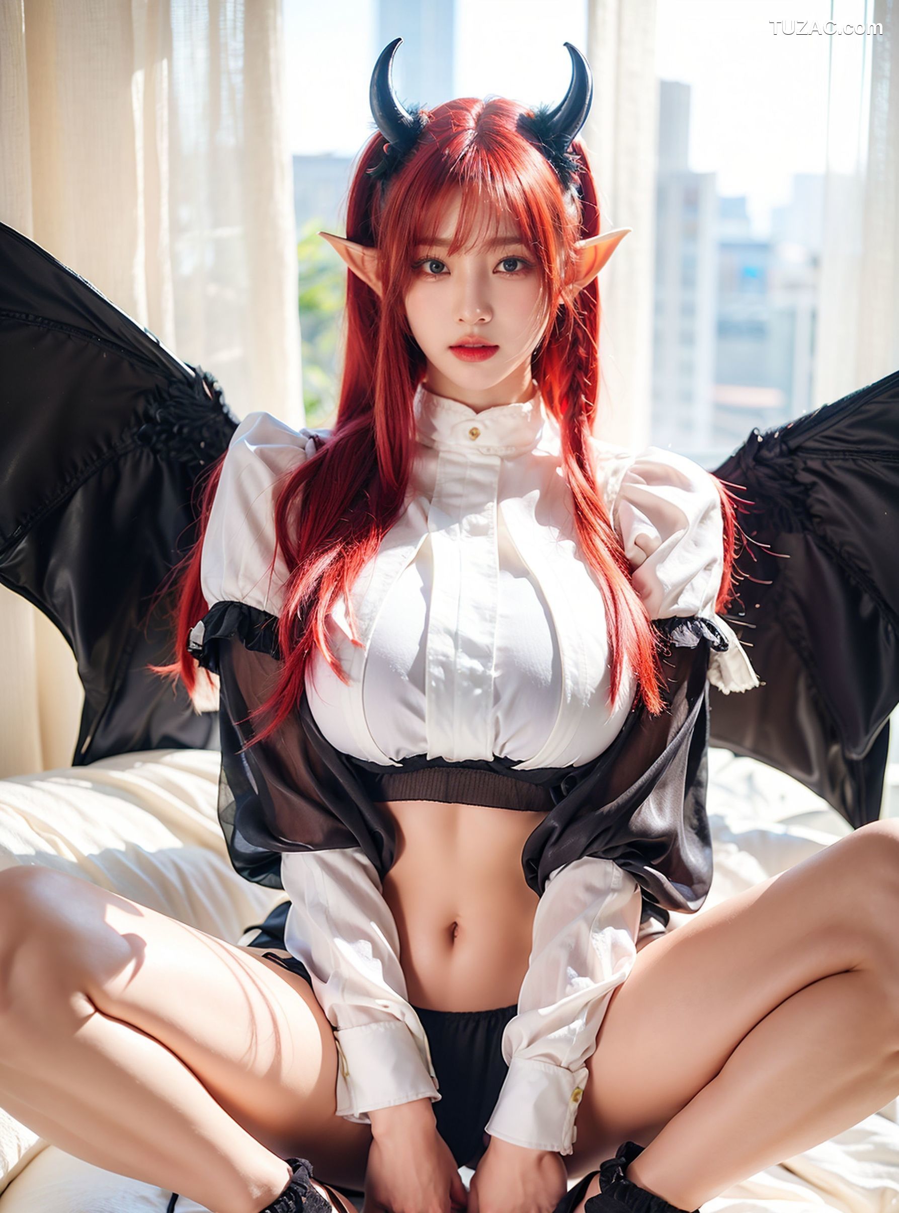 AI美女-拟实-黑丝小恶魔女仆