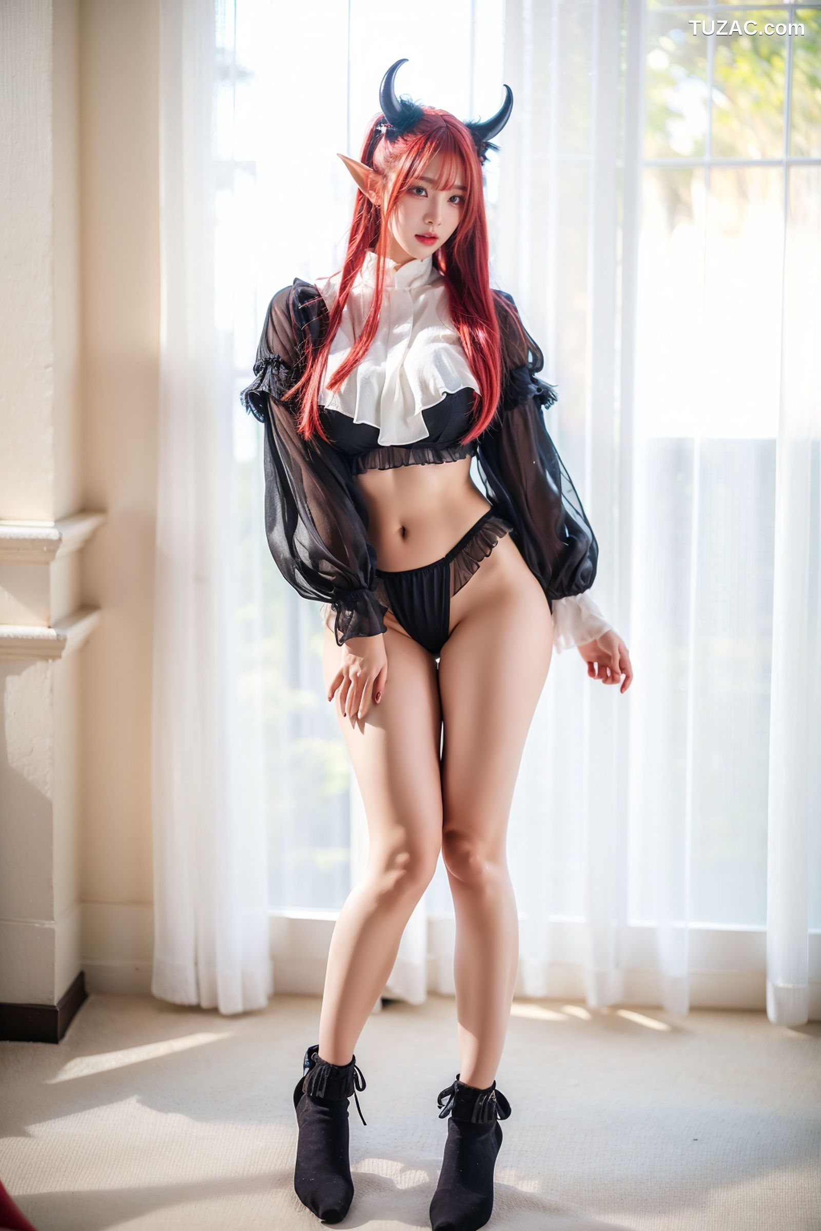 AI美女-拟实-黑丝小恶魔女仆