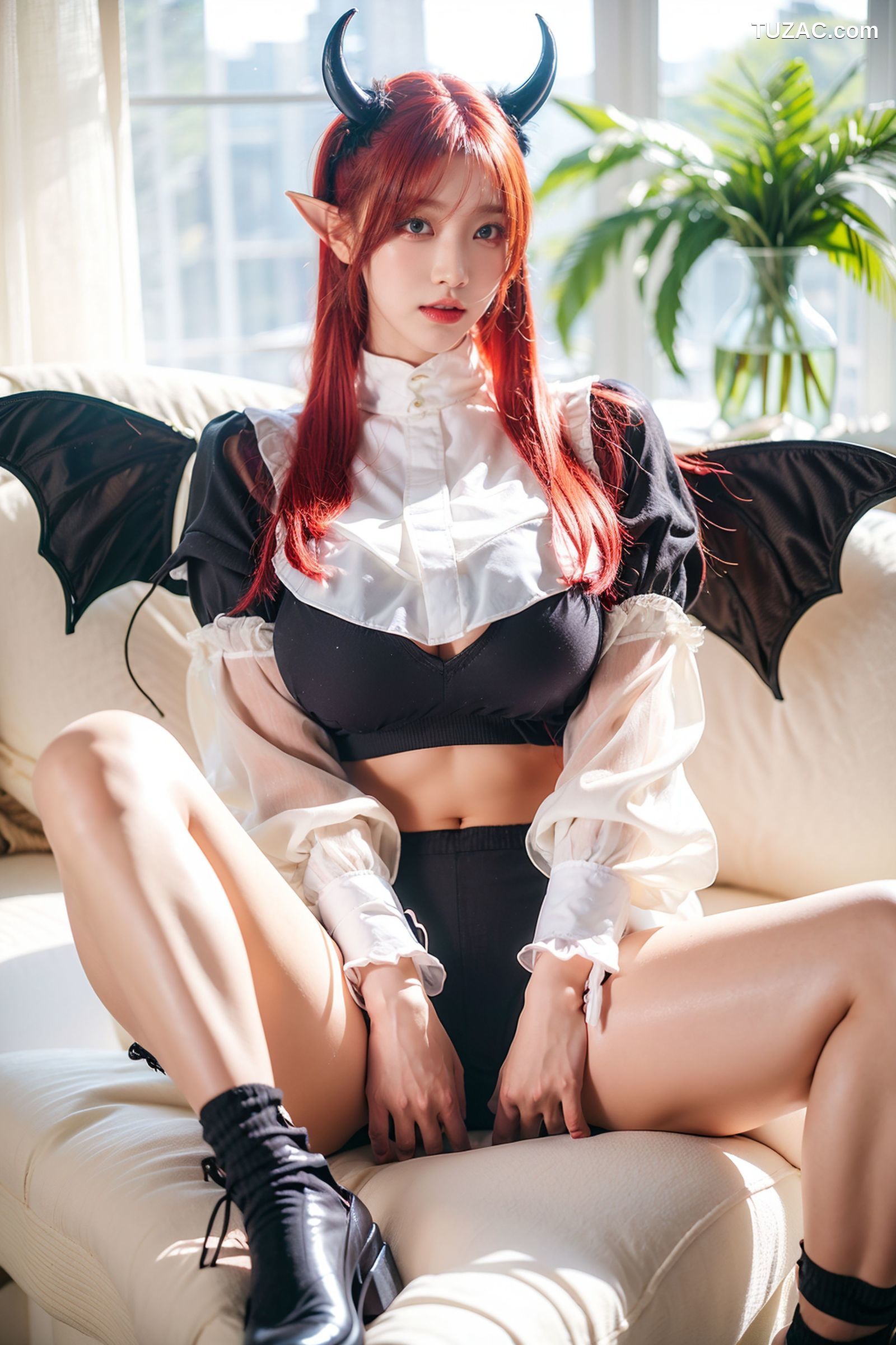 AI美女-拟实-黑丝小恶魔女仆