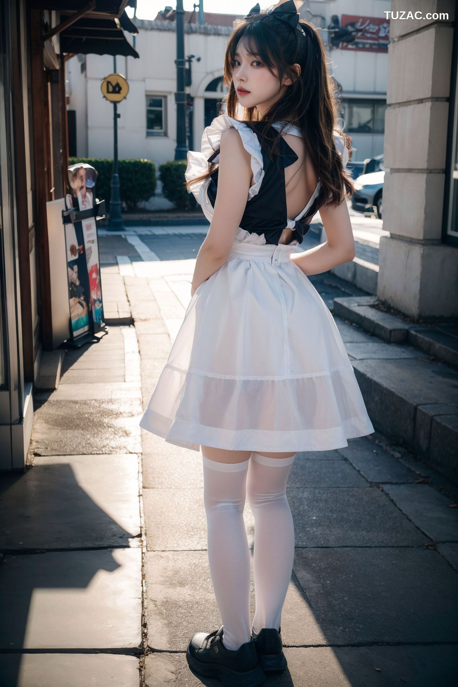 AI美女-拟实-黑白女仆裙街拍-18禁