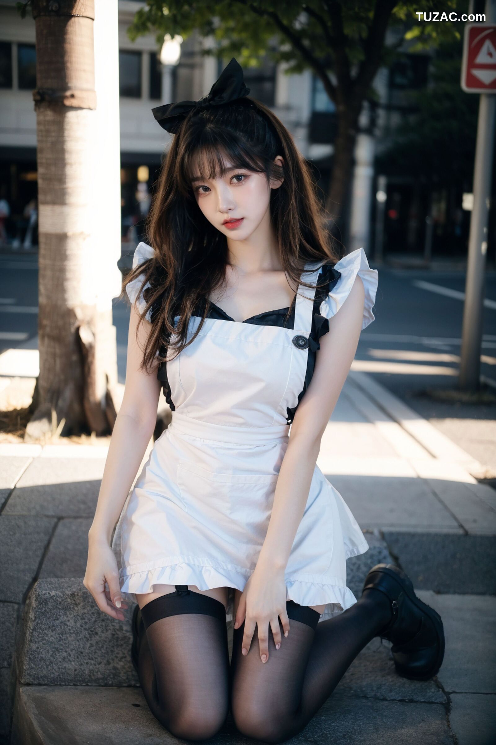 AI美女-拟实-黑白女仆裙街拍-18禁